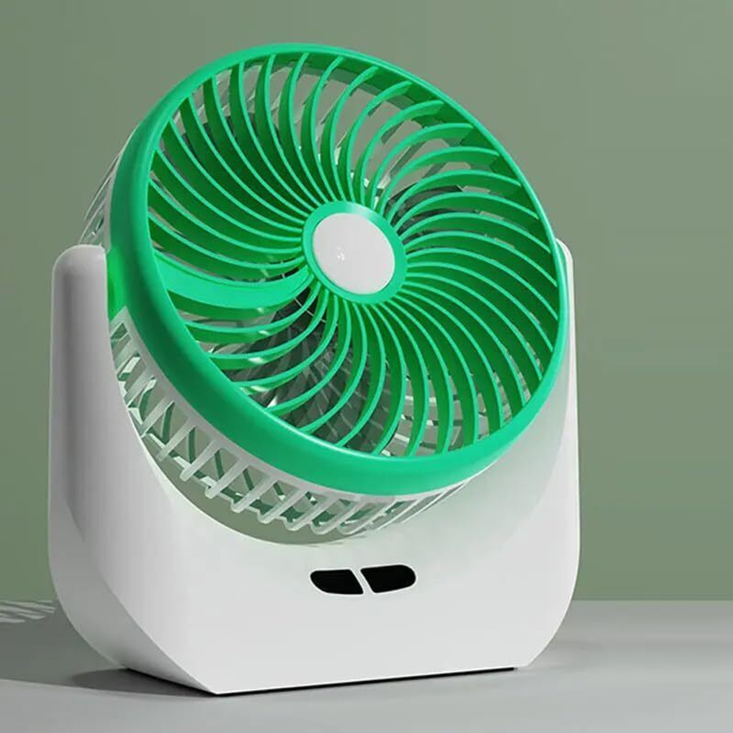 Image of yogi Foldable Rechargeable Table Fan Portable Fan with Adjustable Stand Mini Desk Fan Anti Dust, Anti Rust, High Air Delivery 3.5 mm Table Fan (4 Star | Green | Pack of 1)