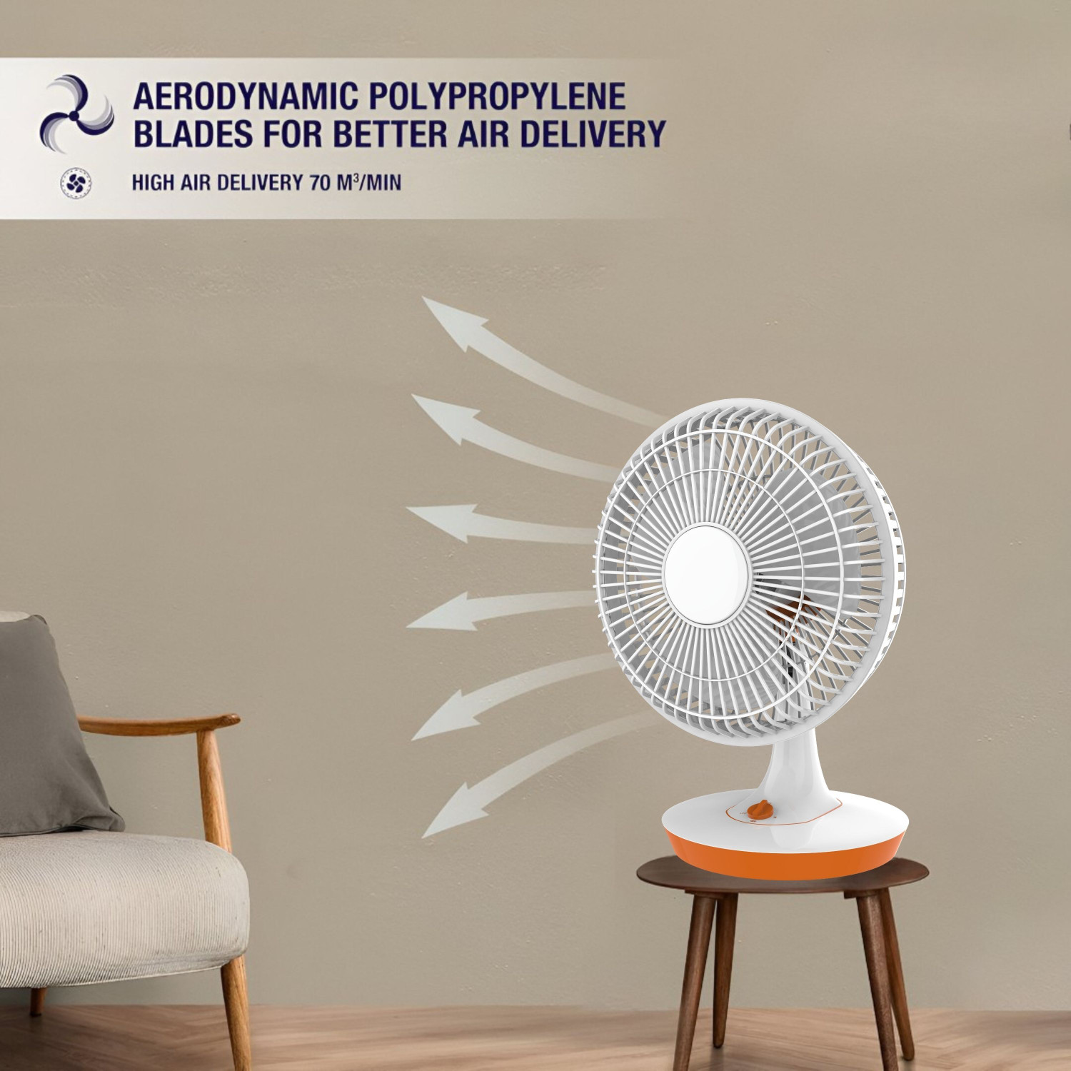 Image of PARADISEECOM 300 mm /12 inch Ultra High Speed Table Fan & Desk Fan, 3Blade For Home /OfficeM37 Silent Operation 300 mm Table Fan (5 Star | White | Pack of 1)