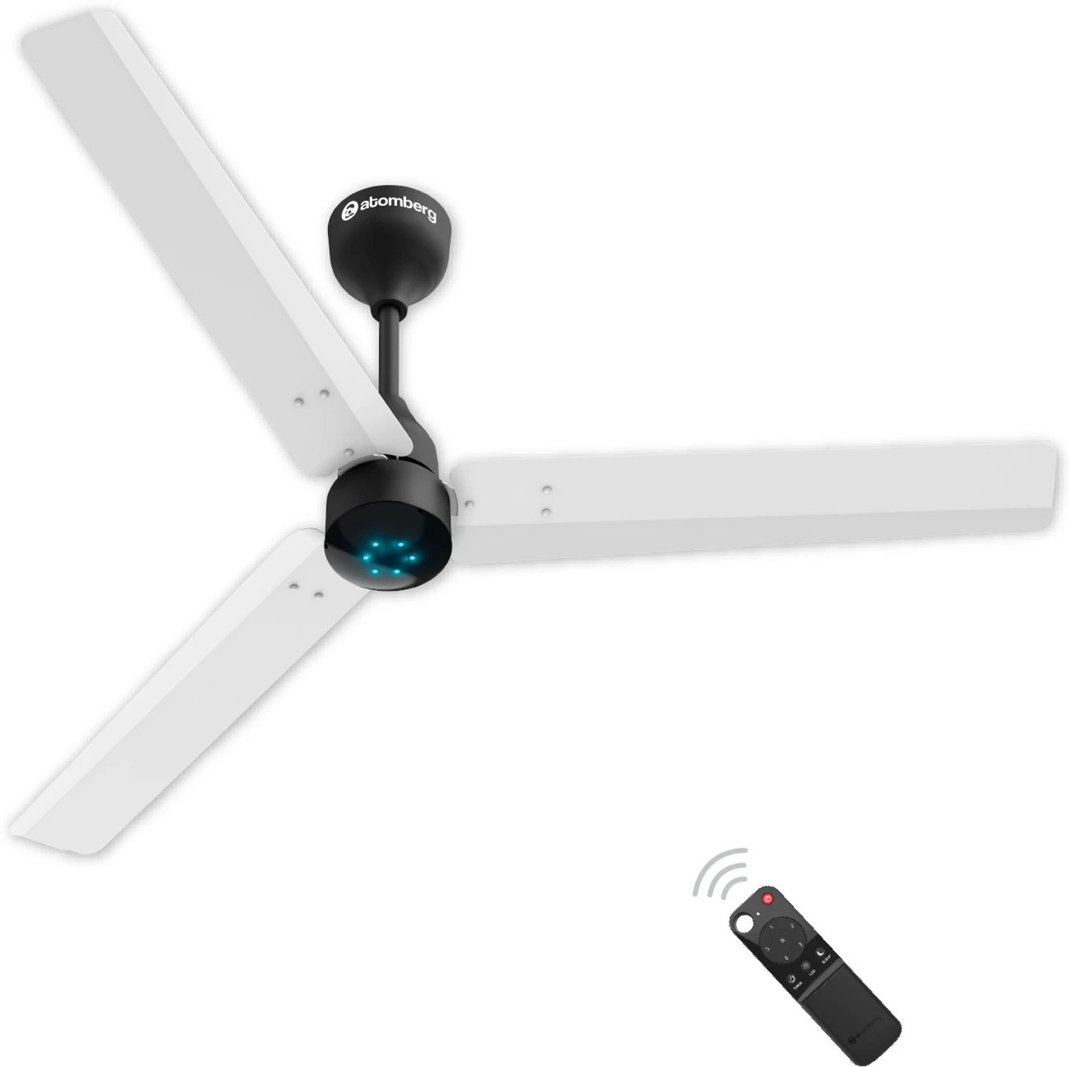 Atomberg Renesa 1200 mm BLDC Motor with Remote 3 Blade Ceiling Fan  (White &amp; Black, Pack of 1)