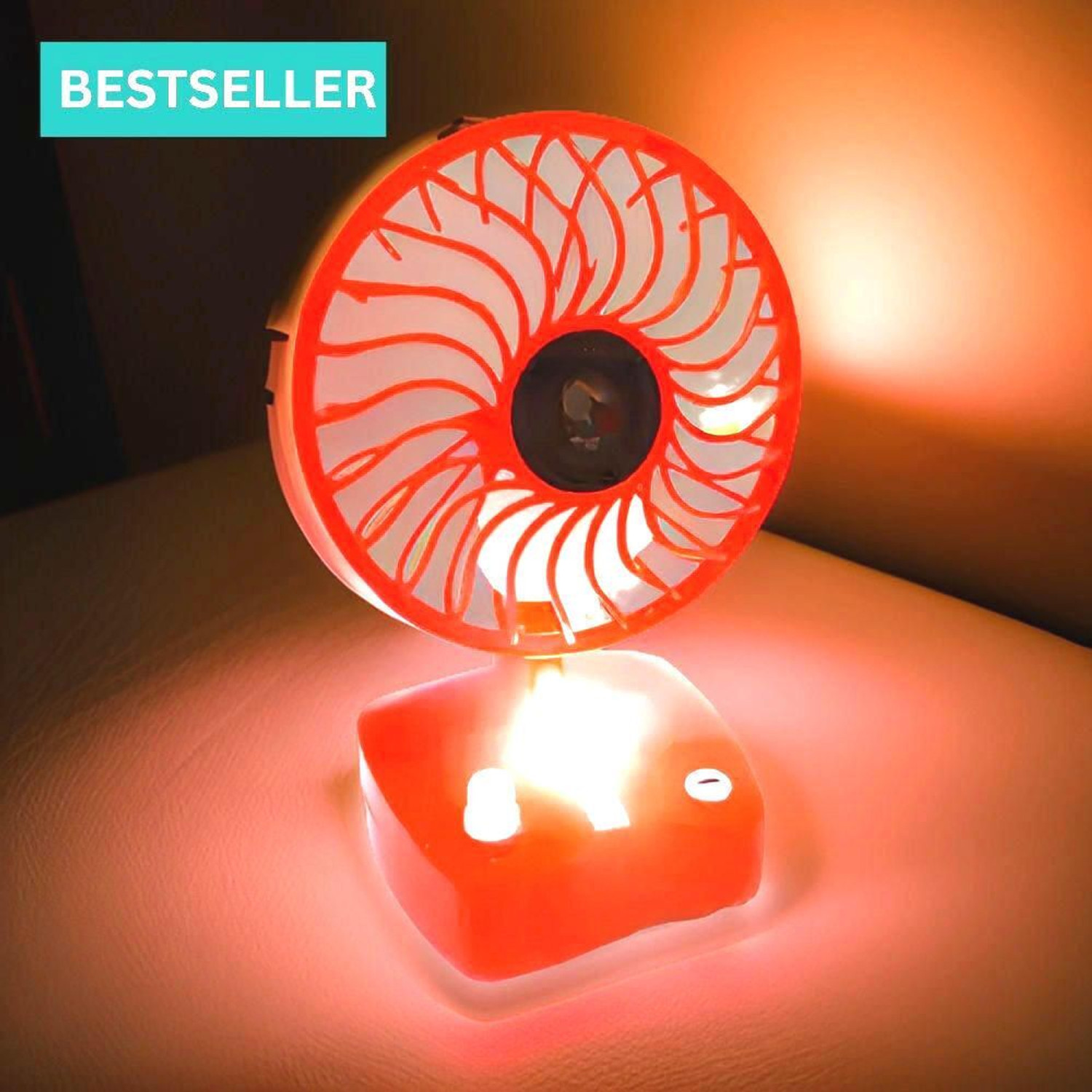 Image of yogi Foldable Rechargeable Table Fan Portable Fan with Adjustable Stand Mini Desk Fan Anti Dust, Anti Rust, High Air Delivery 3.5 mm Table Fan (4 Star | Green | Pack of 1)