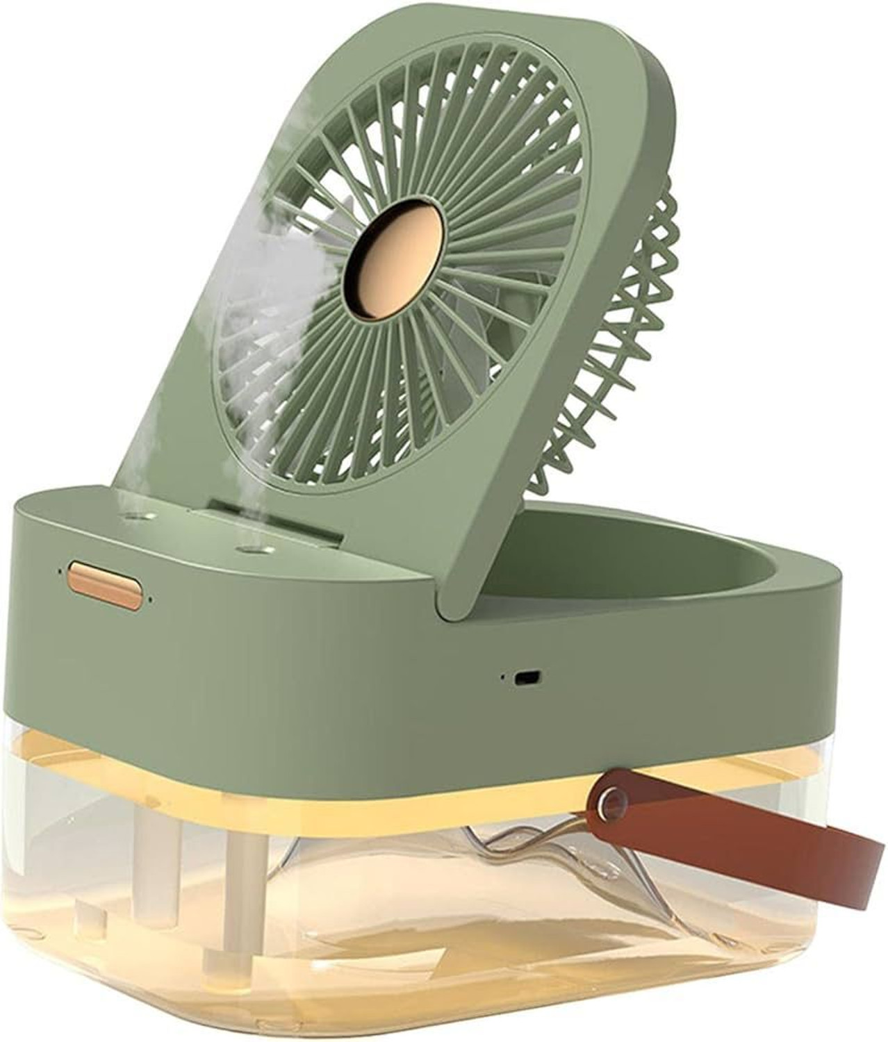 Image of yogi Foldable Rechargeable Table Fan Portable Fan with Adjustable Stand Mini Desk Fan Anti Dust, Anti Rust, High Air Delivery 3.5 mm Table Fan (4 Star | Green | Pack of 1)
