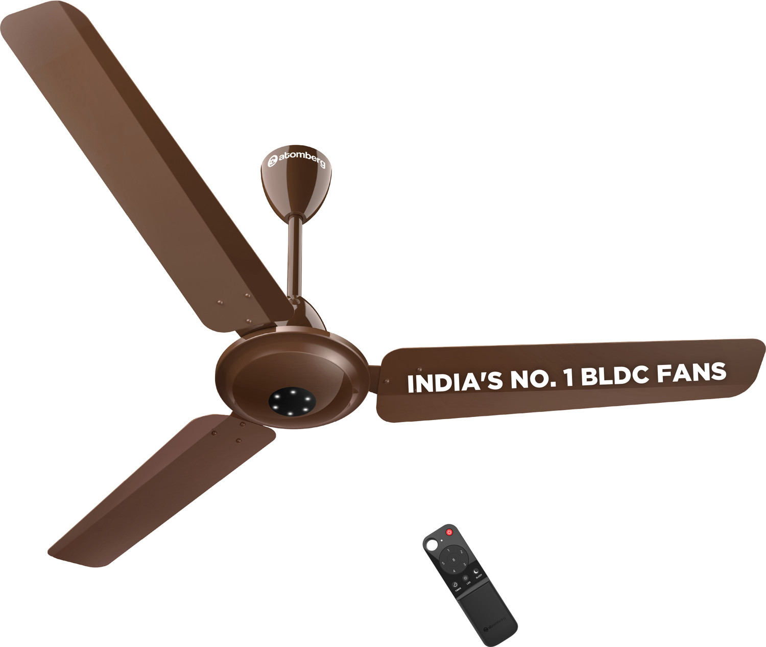 Atomberg Efficio Alpha 1200 Ceiling Fan – 5★ BLDC, Remote, Gloss Brown