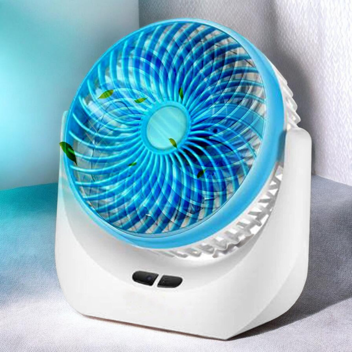 Image of DAKSHWAY High Speed Rechargeable Table Fan with LED Light For Office Desk, Home F3602 Ultra High Speed 1400 mm Table Fan (5 Star | Multicolor | Pack of 1)