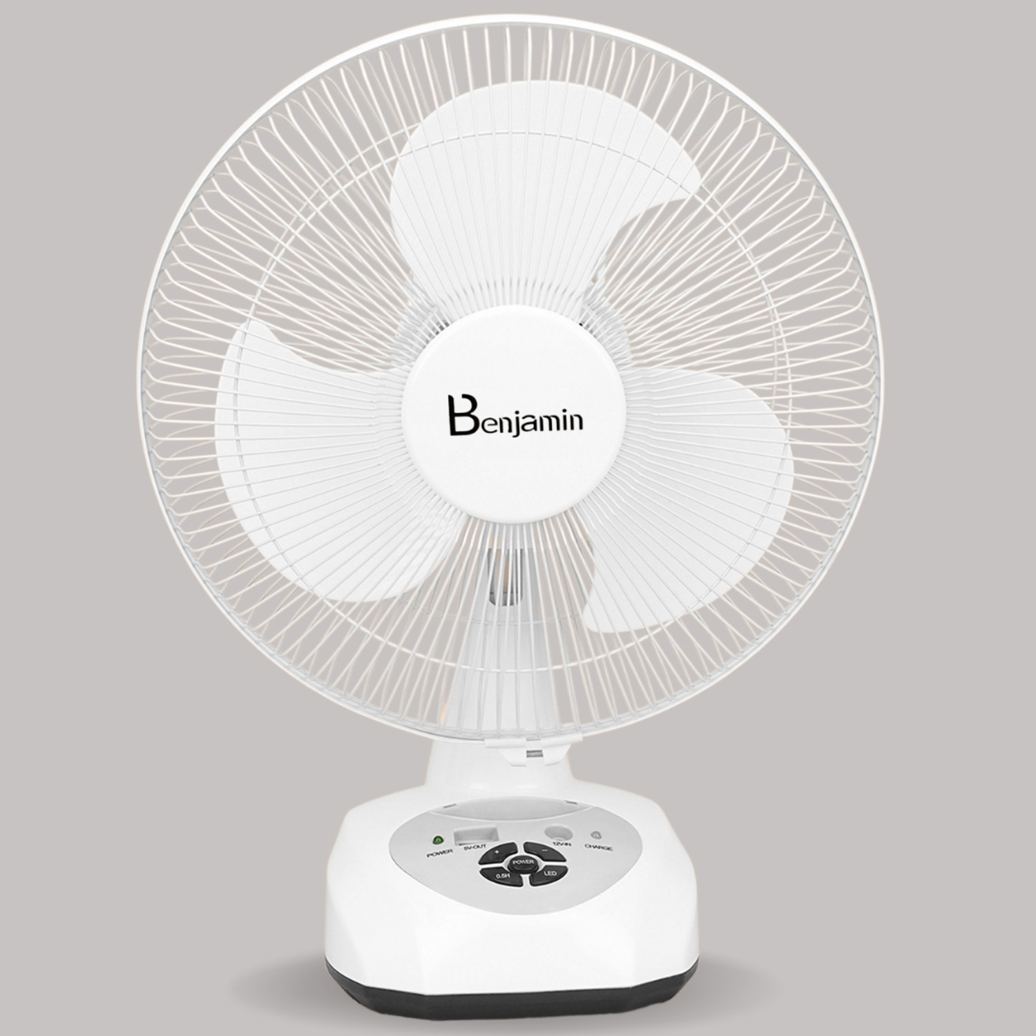 MrRight by Fippy MR-5912 1 Year Home Service Warranty AC/DC 12" Oscillating Rechargeable Fan/ Battery Fan 304.8 mm Silent Operation 3 Blade Table Fan  (White, Pack of 1)
