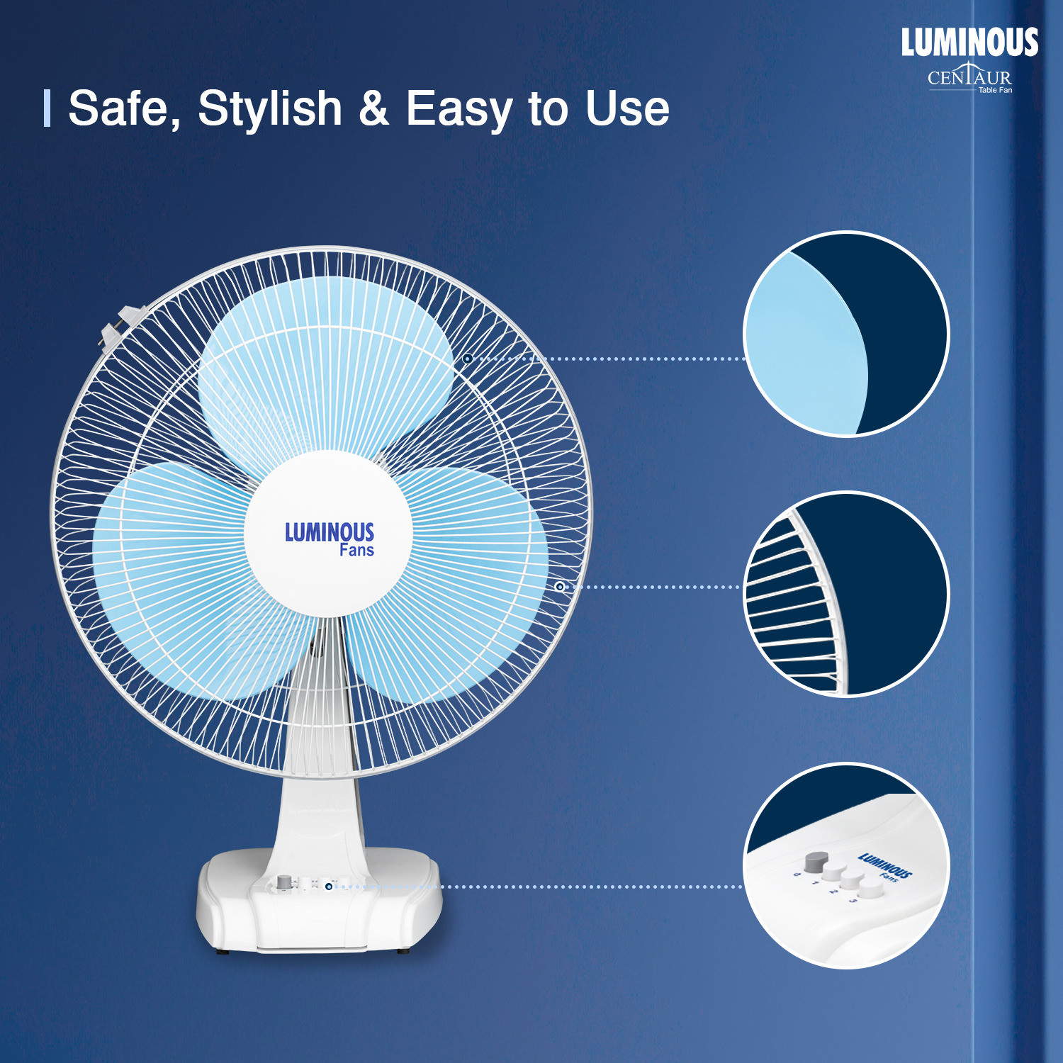 Image of RR Signature Centaur 400 mm 3 Blade Table Fan (Blue | Pack of 1)