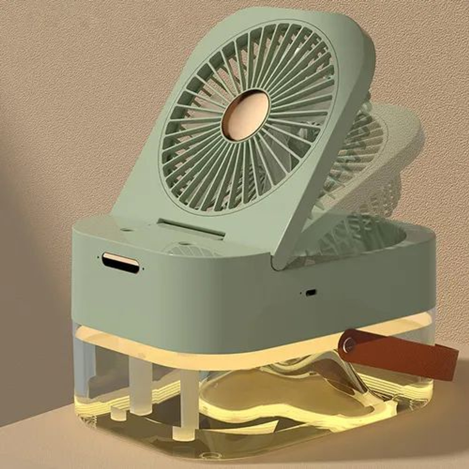 Image of yogi Foldable Rechargeable Table Fan Portable Fan with Adjustable Stand Mini Desk Fan Anti Dust, Anti Rust, High Air Delivery 3.5 mm Table Fan (4 Star | Green | Pack of 1)
