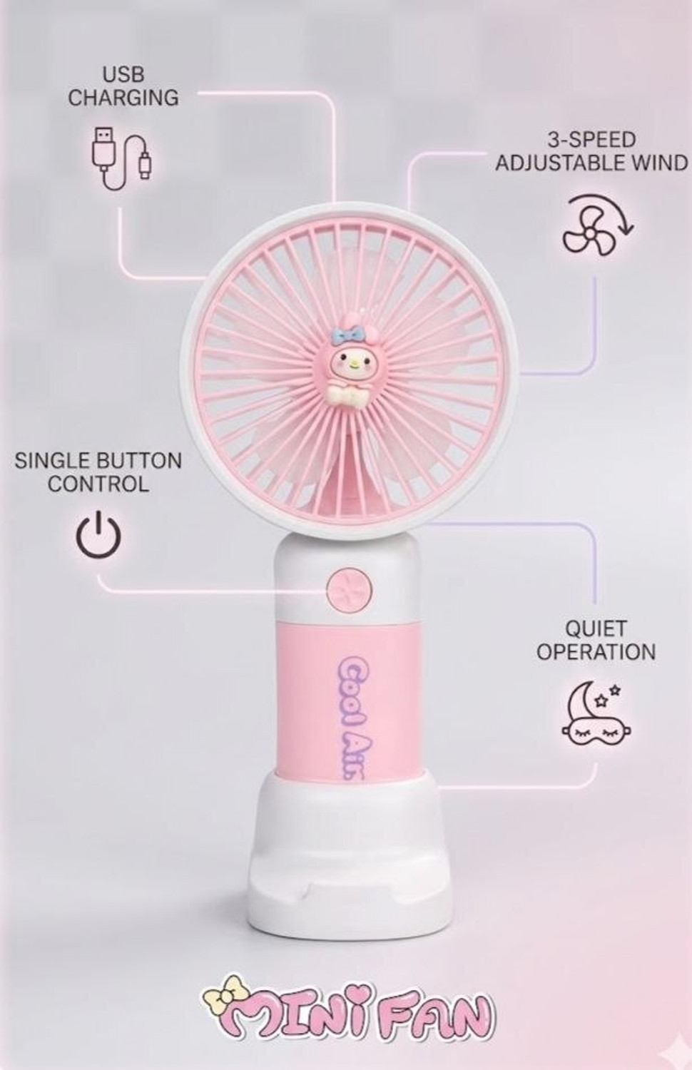 Image of YAKUNOX Mini USB Fan Portable Rechargeable Cooling Fan for Travel Random Colour Anti Dust 90 mm Table Fan (Multicolor | Pack of 1)