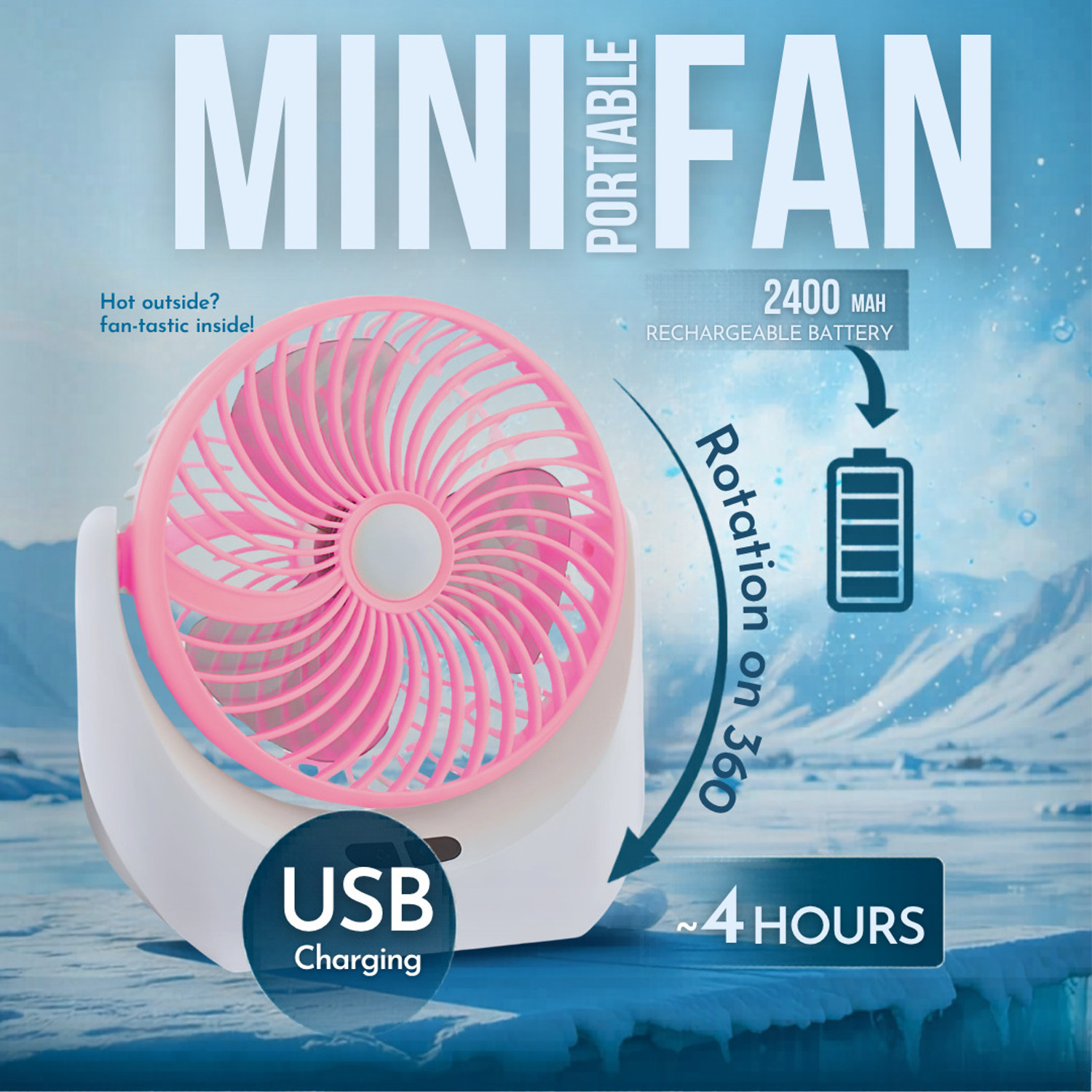 Image of Radhe High Speed Rechargeable Table Fan with LED Light For Office Desk, Home 254 Ultra High Speed 1400 mm Table Fan (5 Star | Multicolor | Pack of 1)