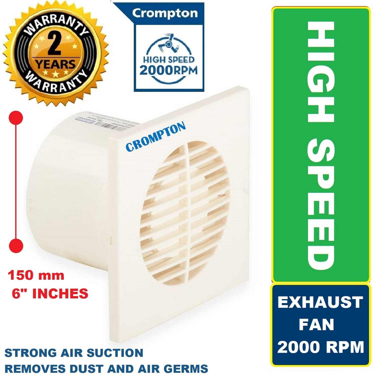 Crompton Axial Air Super Silent High Performance 100% COPPER High Spee