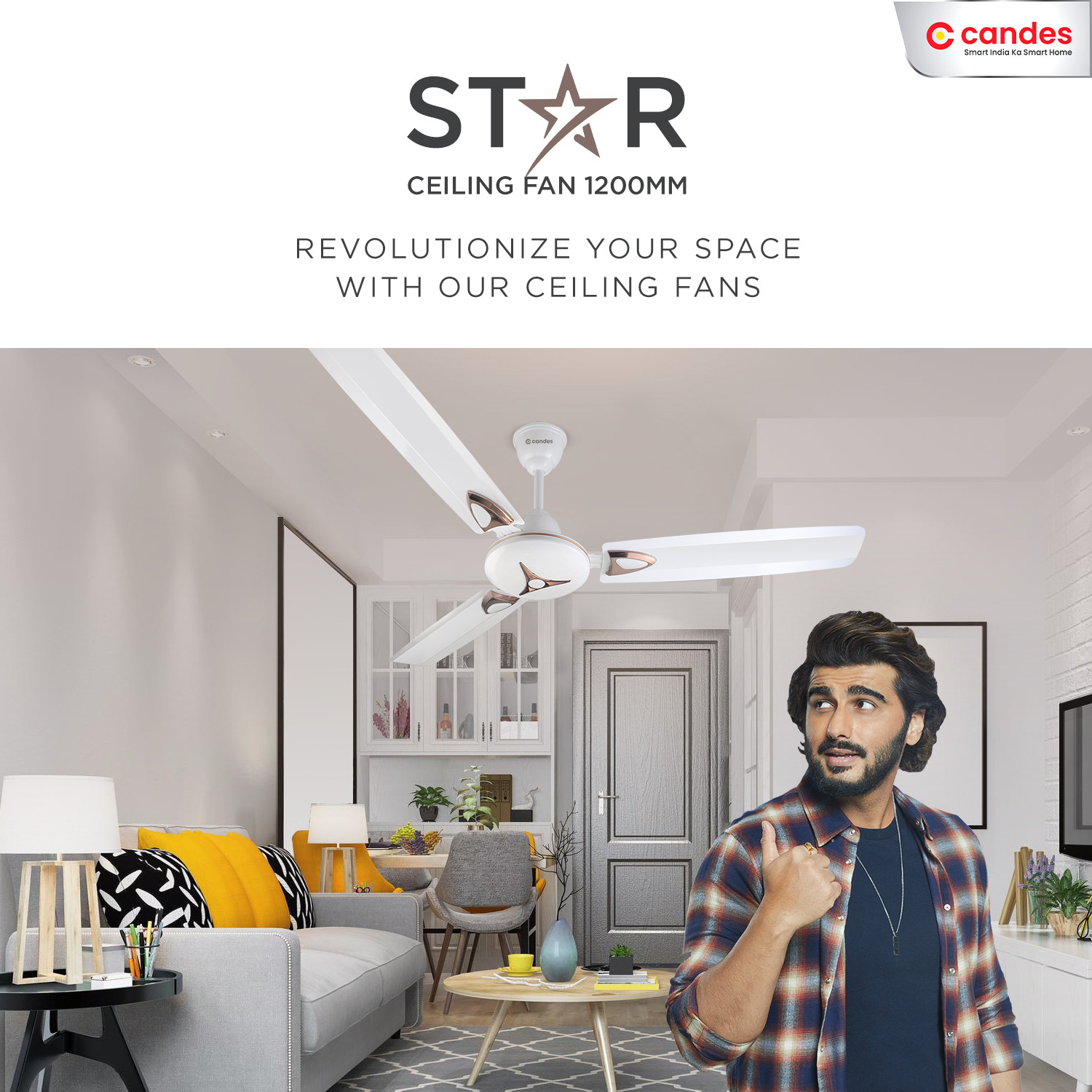 Image of Candes Star 48 inch / 1200 MM HIGH Speed ANTI-DUST (100% Copper) Ceiling Fan - 400 RPM - With 3 Years Warranty with 2 Year Warranty Anti Dust 1200 mm Ceiling Fan