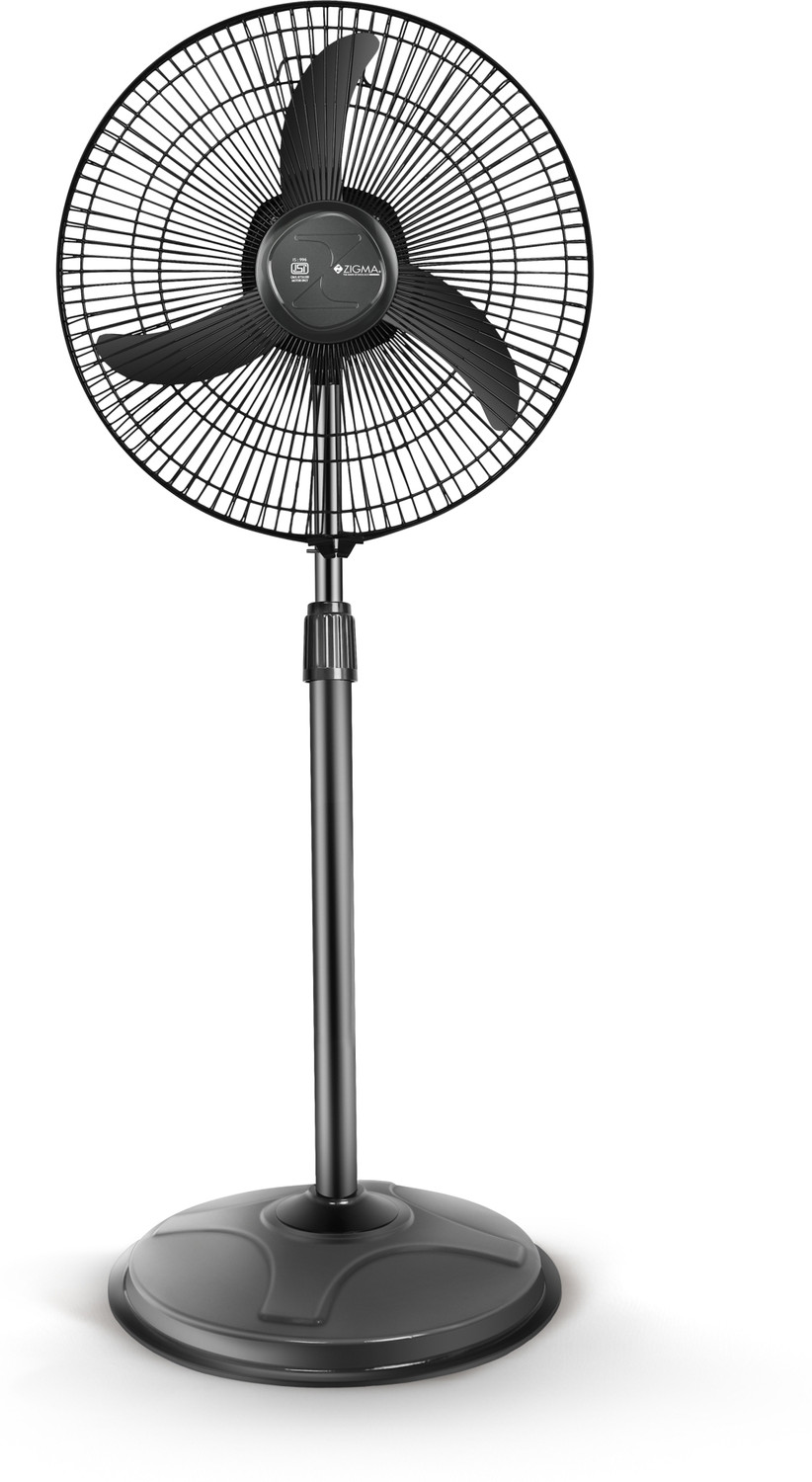 Zigma Bullet Heavy Duty 400mm 3‑Blade Pedestal Fan – Black