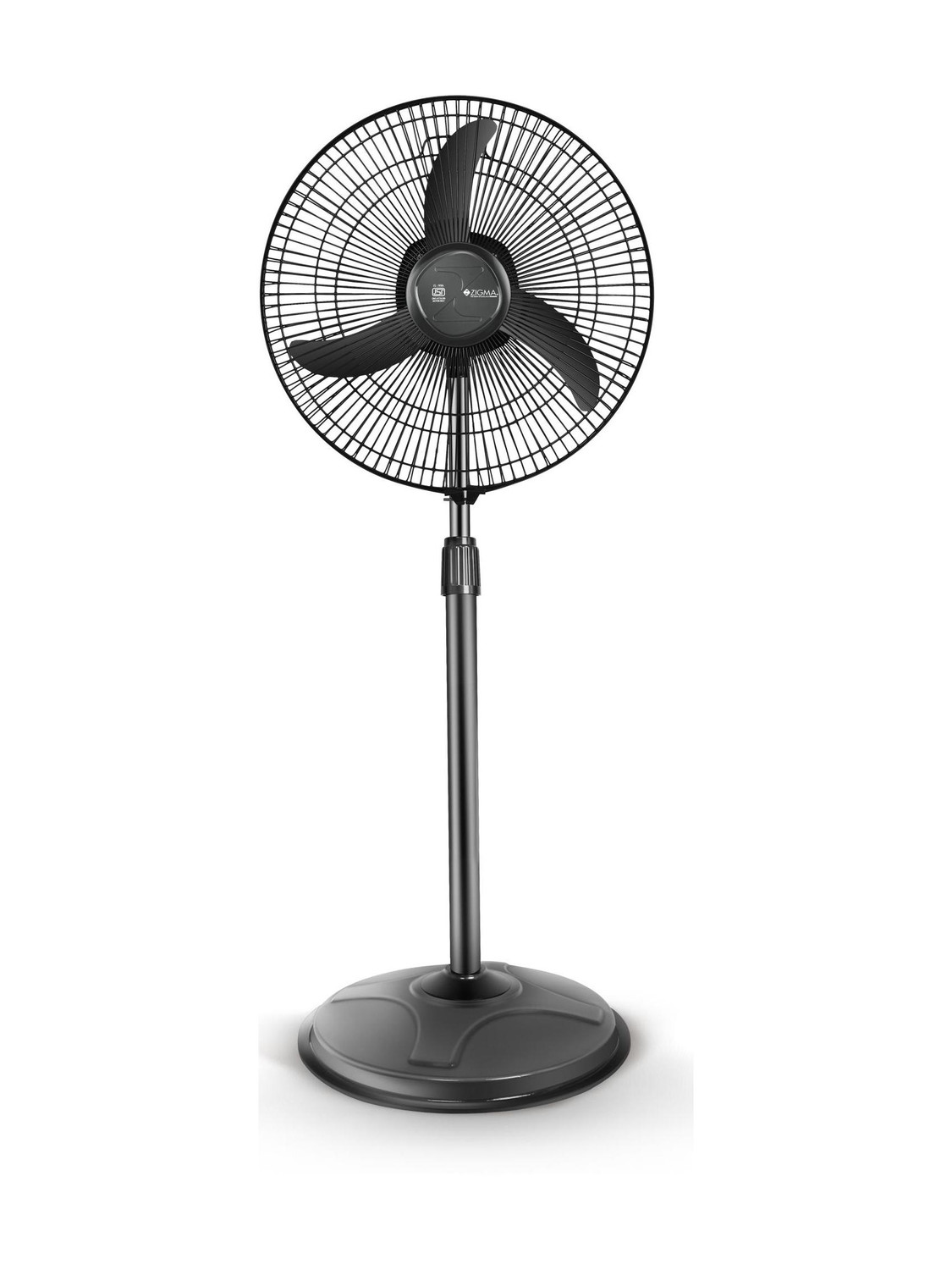 Zigma Bullet Heavy Duty 400mm 3‑Blade Pedestal Fan – Black