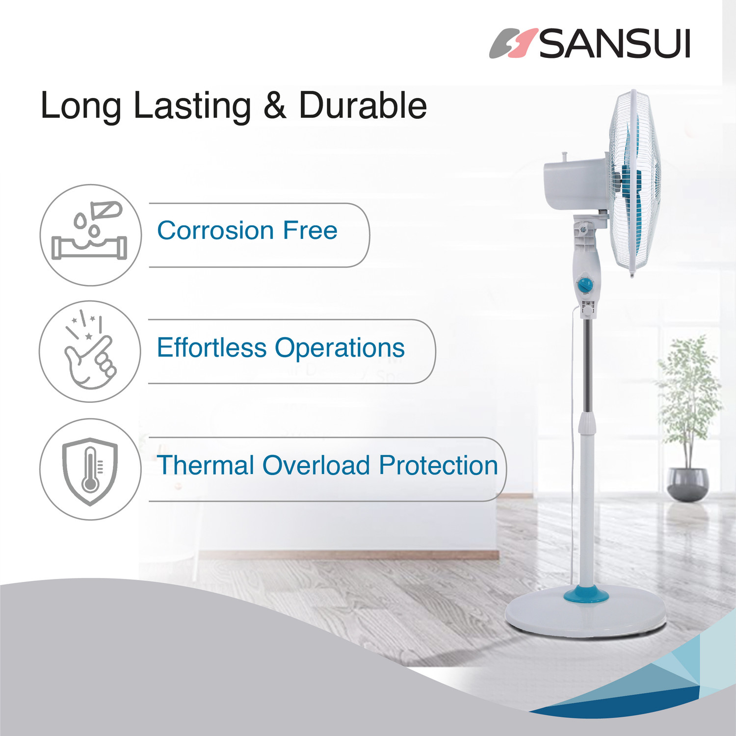 Image of Sansui Chetak Speed with 1 Year Warranty 400 mm Pedestal Fan