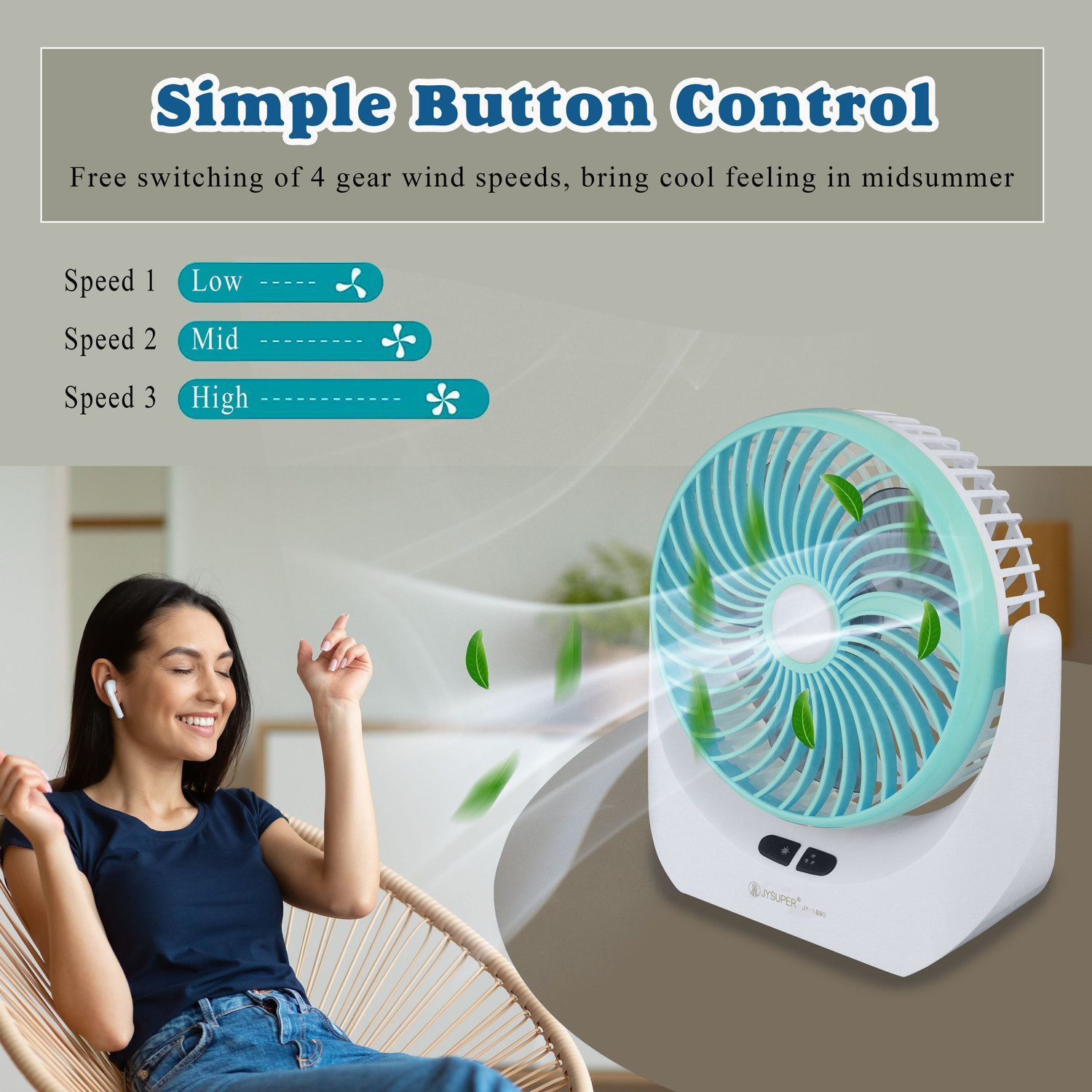 Image of Radhe High Speed Rechargeable Table Fan with LED Light For Office Desk, Home 254 Ultra High Speed 1400 mm Table Fan (5 Star | Multicolor | Pack of 1)