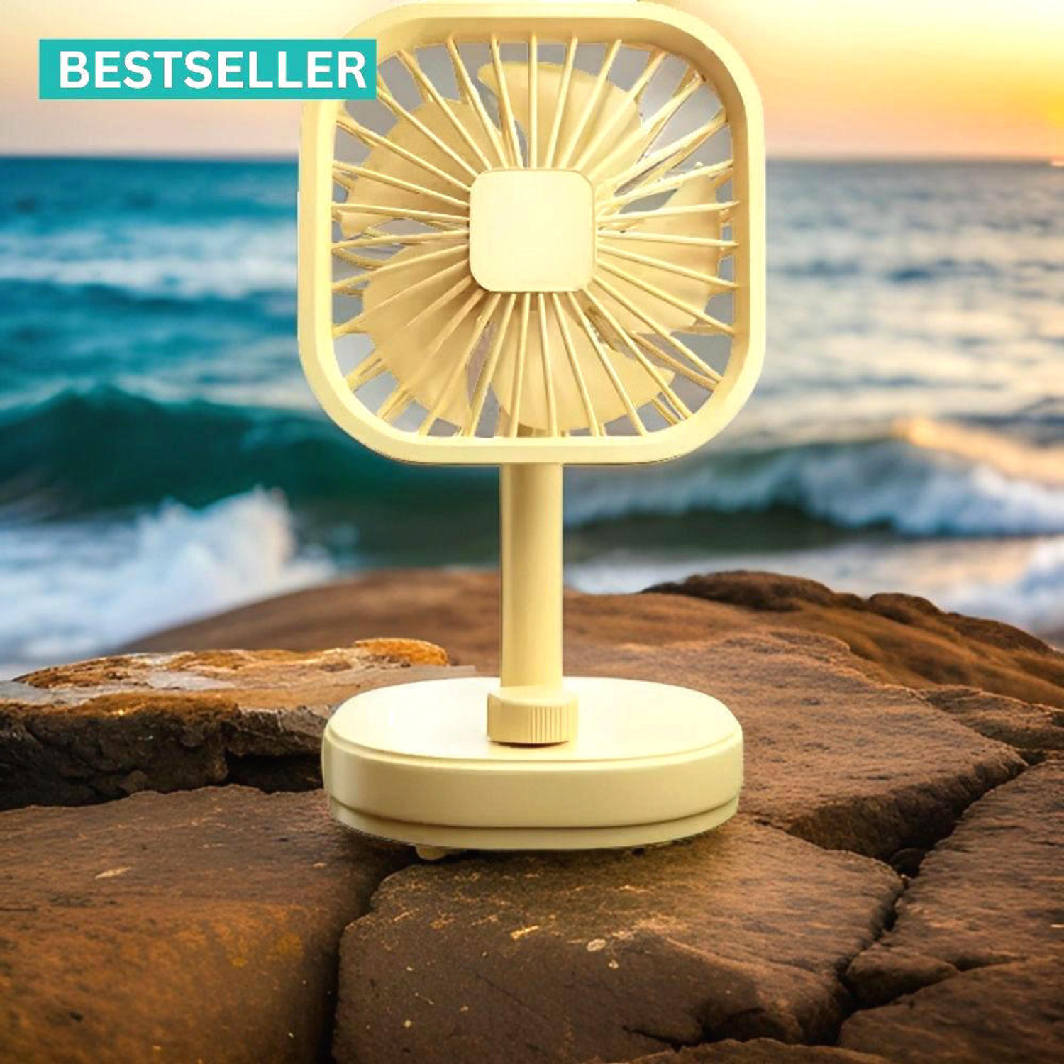 Image of DAKSHWAY High Speed Rechargeable Table Fan with LED Light For Office Desk, Home F3602 Ultra High Speed 1400 mm Table Fan (5 Star | Multicolor | Pack of 1)