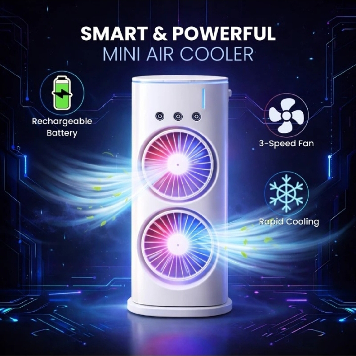 Image of LE'SIJA DECORATIONS Rechargeable Table fan 360with Adjustable USB Charging Battery Operated Ultra High Speed Table Fan (5 Star | multi | Pack of 1)