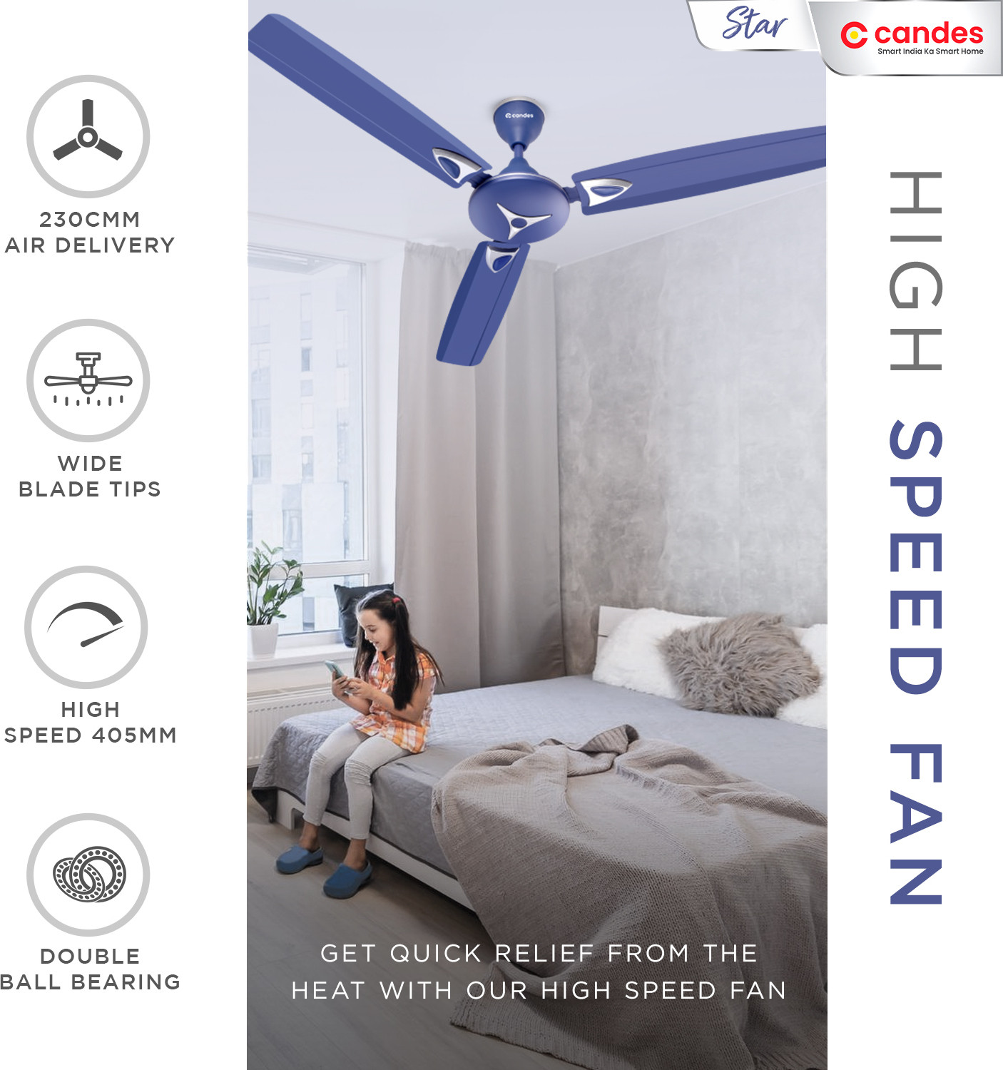 Image of Candes Star Decorative with 2 Year Warranty Ultra High Speed 1200 mm Ceiling Fan