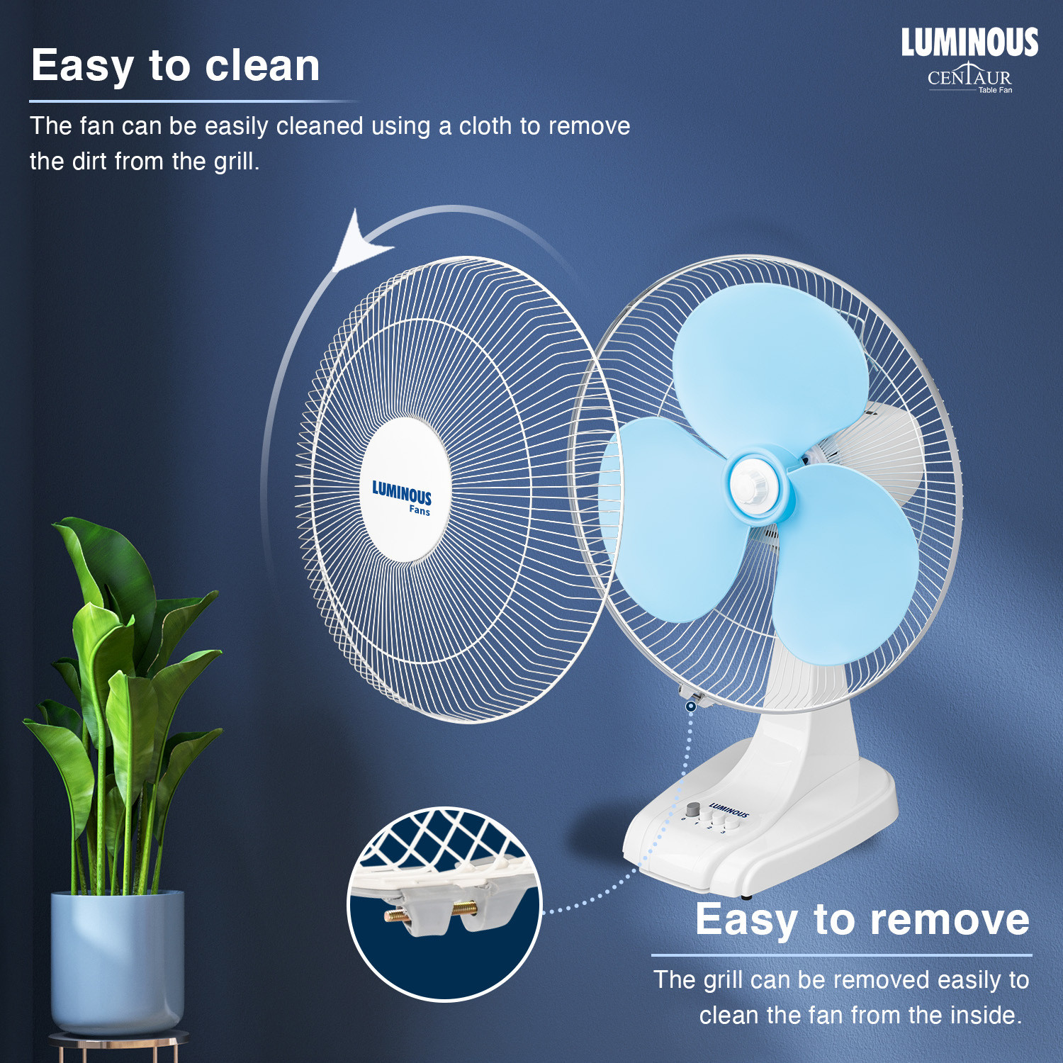 Image of RR Signature Centaur 400 mm 3 Blade Table Fan (Blue | Pack of 1)