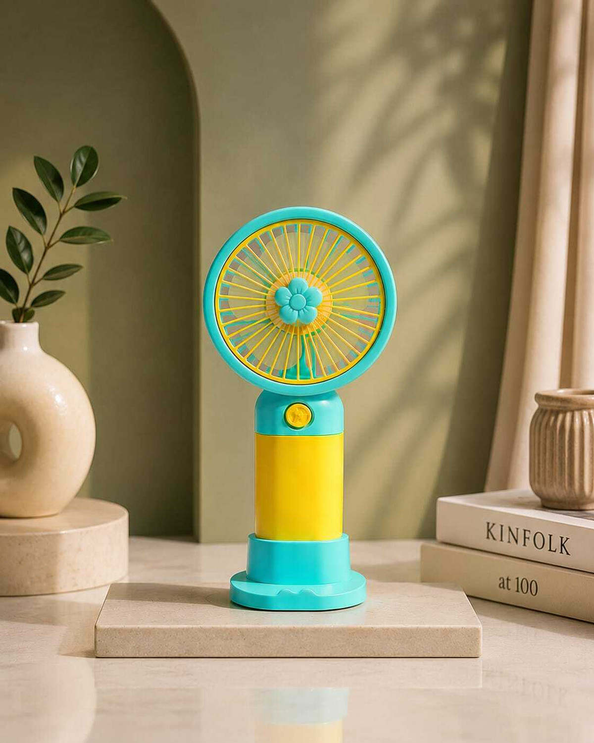 Image of YAKUNOX Handheld Mini Fan Rechargeable | 2 Speed USB Portable Desk Fan BLDC Motor 100 mm Table Fan (multi colour | Pack of 1)