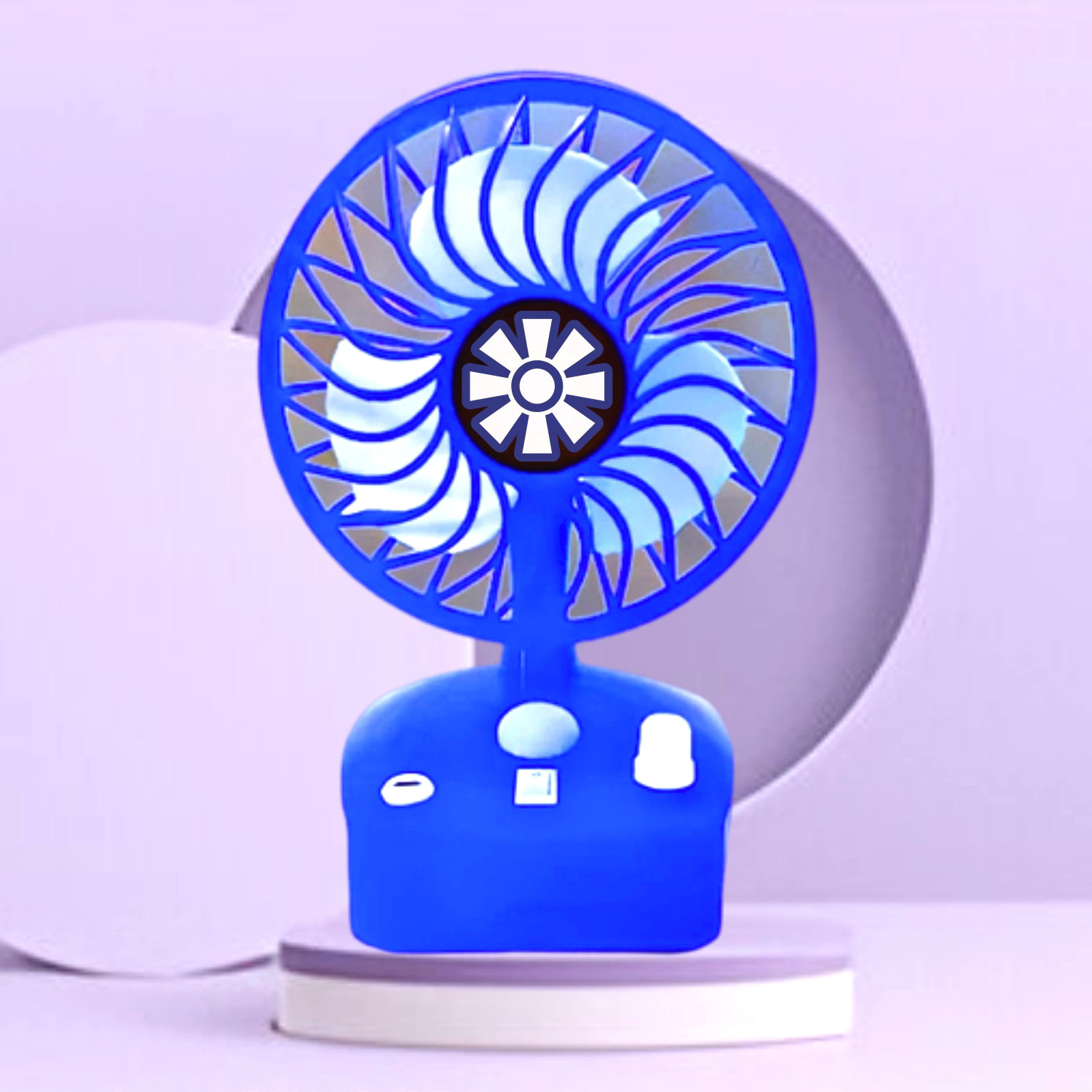 Image of DAKSHWAY High Speed Rechargeable Table Fan with LED Light For Office Desk, Home F3595 Ultra High Speed 1400 mm Table Fan (5 Star | Multicolor | Pack of 1)