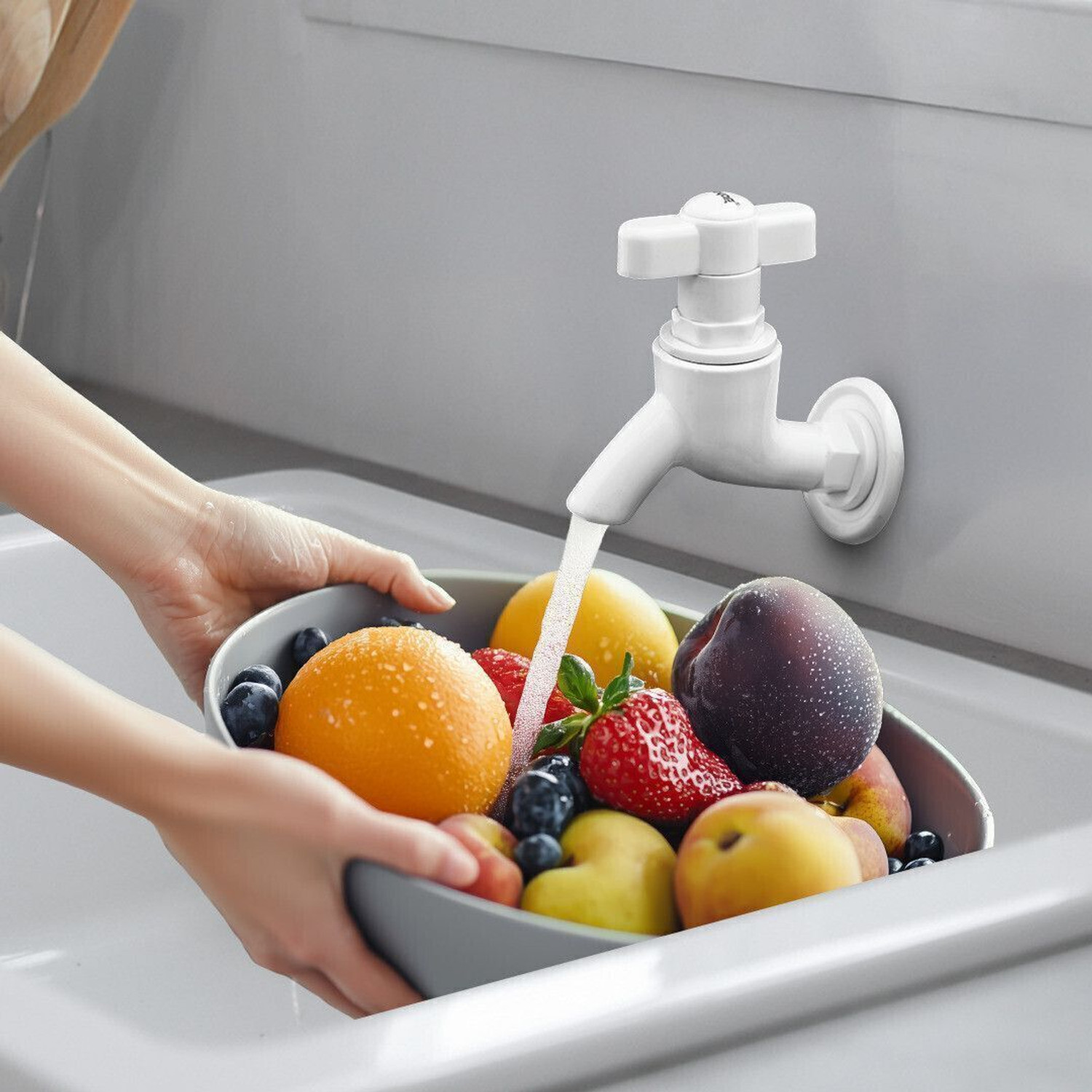 Image of Prayag PTMT T-Handle Bib Cock 15mm Wall Mount - White, Leakproof Rust-Free Tap Faucet Bib Tap Faucet (Wall Mount Installation Type)