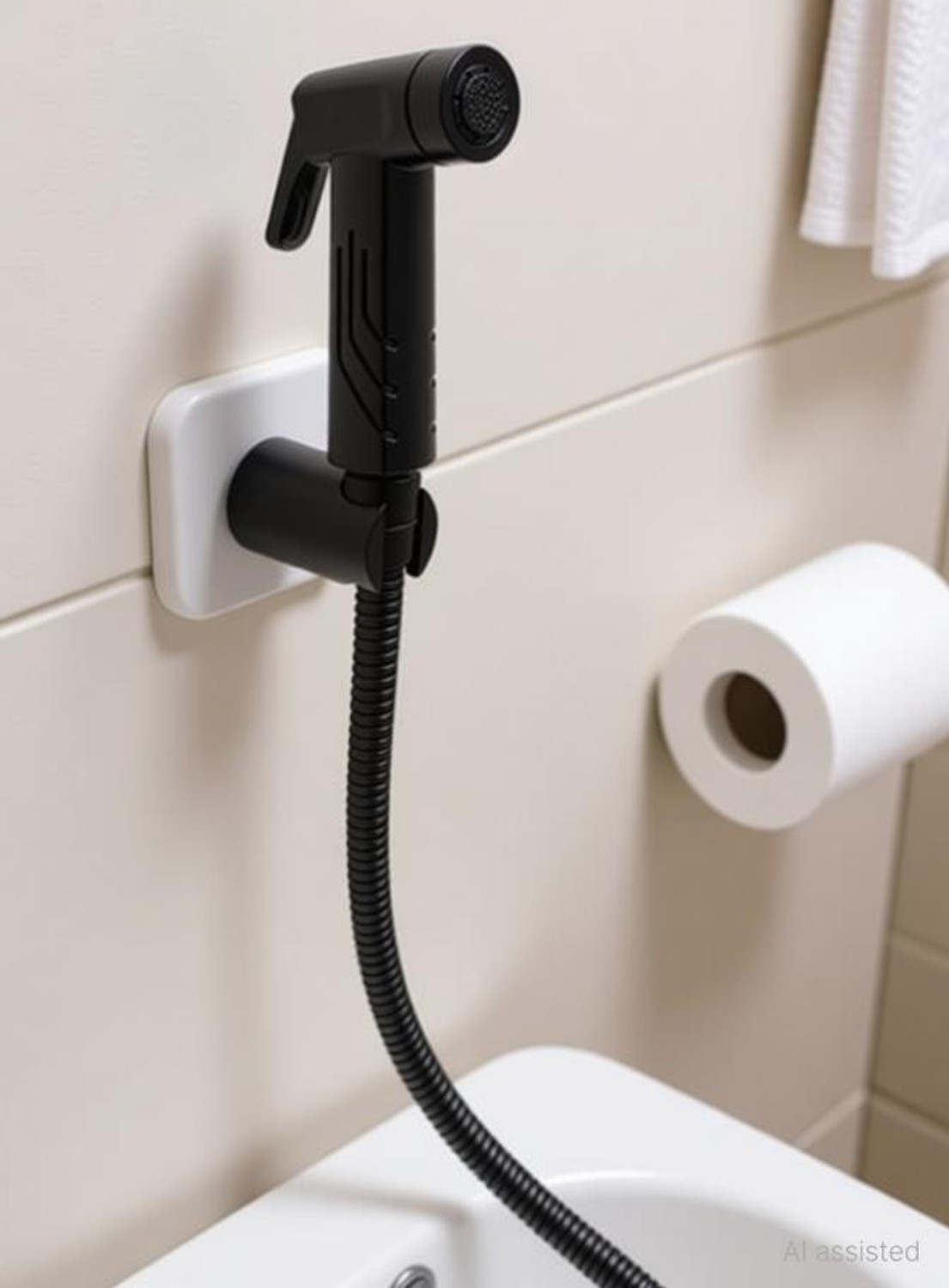 Image of PIXAFLO Compact 2 Way Angle Valve with Wall Flange | Matte Black | Brass | 2-in-1 Two Way Compact 2-Way Angle Cock Faucet (Wall Mount Installation Type)
