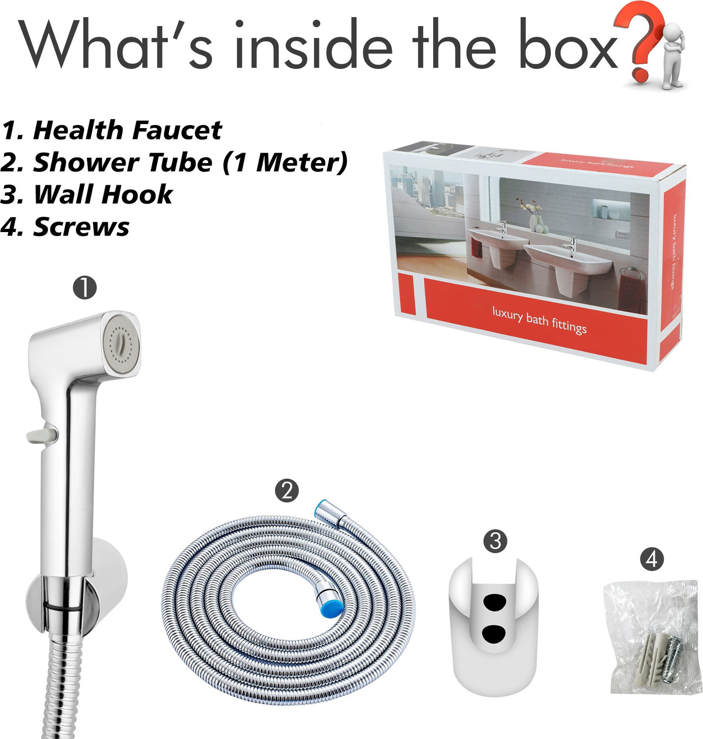 Image of Flipkart SmartBuy FKSB-HF13 Parrot ABS Health Faucet with SS-304 Grade 1 Meter Flexible Hose Pipe Health Faucet