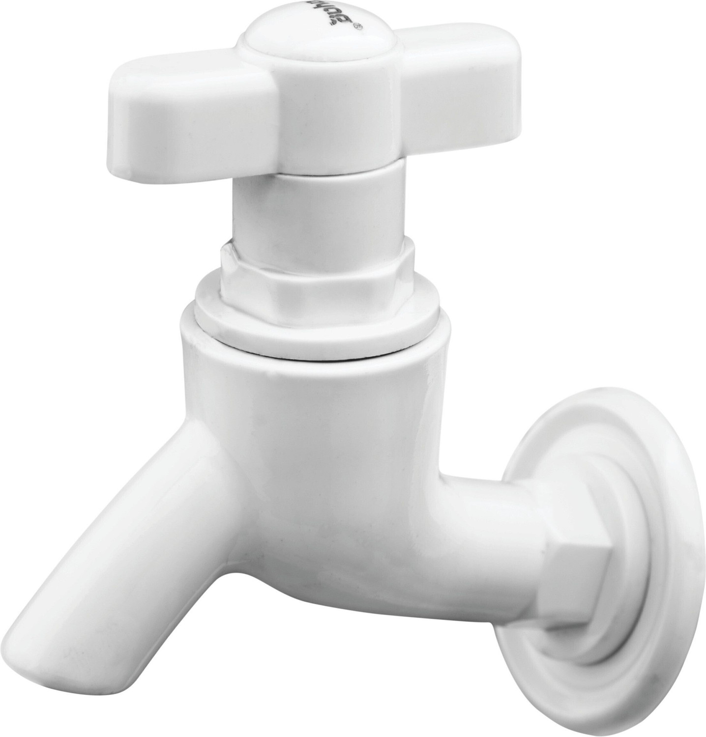 Image of Prayag PTMT T-Handle Bib Cock 15mm Wall Mount - White, Leakproof Rust-Free Tap Faucet Bib Tap Faucet (Wall Mount Installation Type)