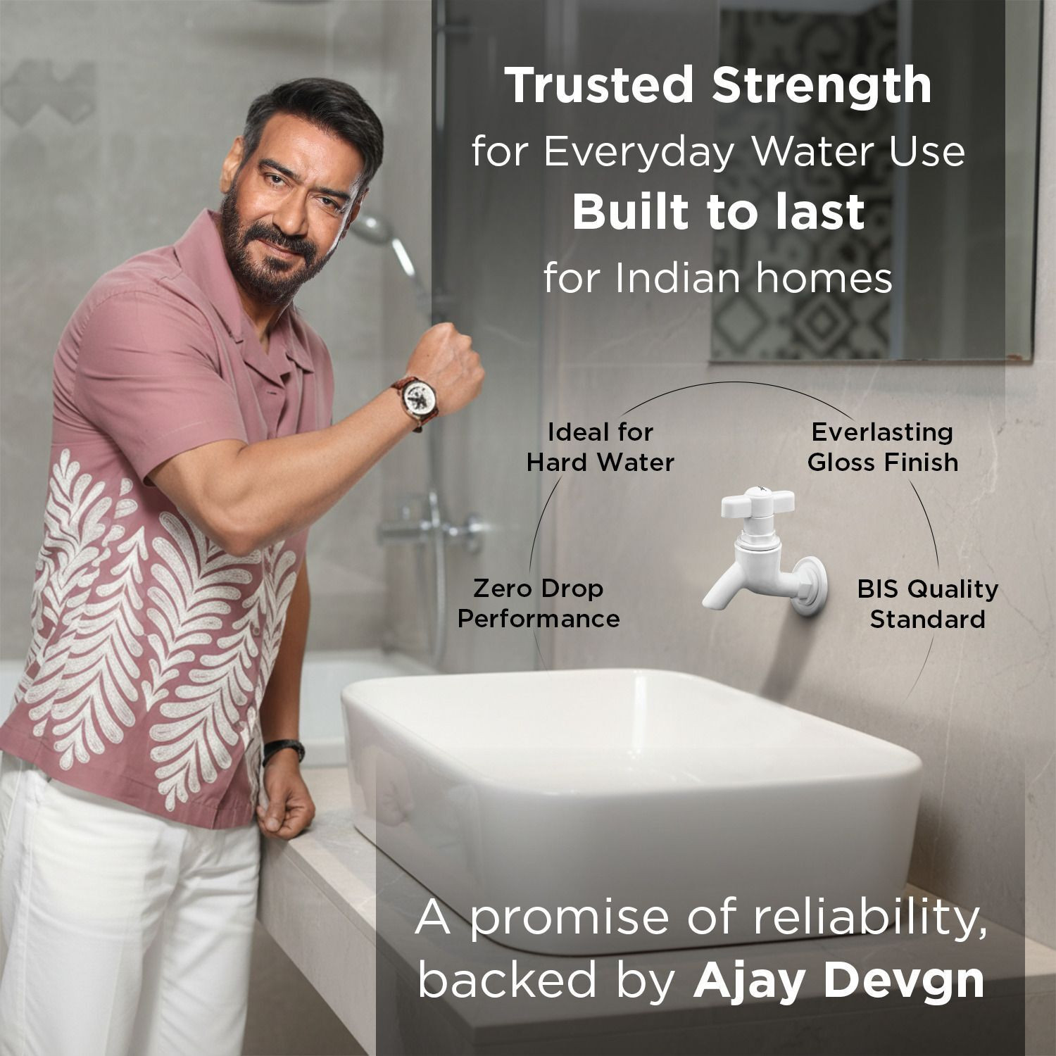 Image of Prayag PTMT T-Handle Bib Cock 15mm Wall Mount - White, Leakproof Rust-Free Tap Faucet Bib Tap Faucet (Wall Mount Installation Type)