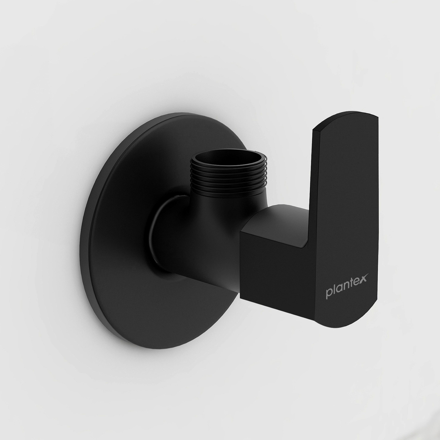 Image of PIXAFLO Compact 2 Way Angle Valve with Wall Flange | Matte Black | Brass | 2-in-1 Two Way Compact 2-Way Angle Cock Faucet (Wall Mount Installation Type)