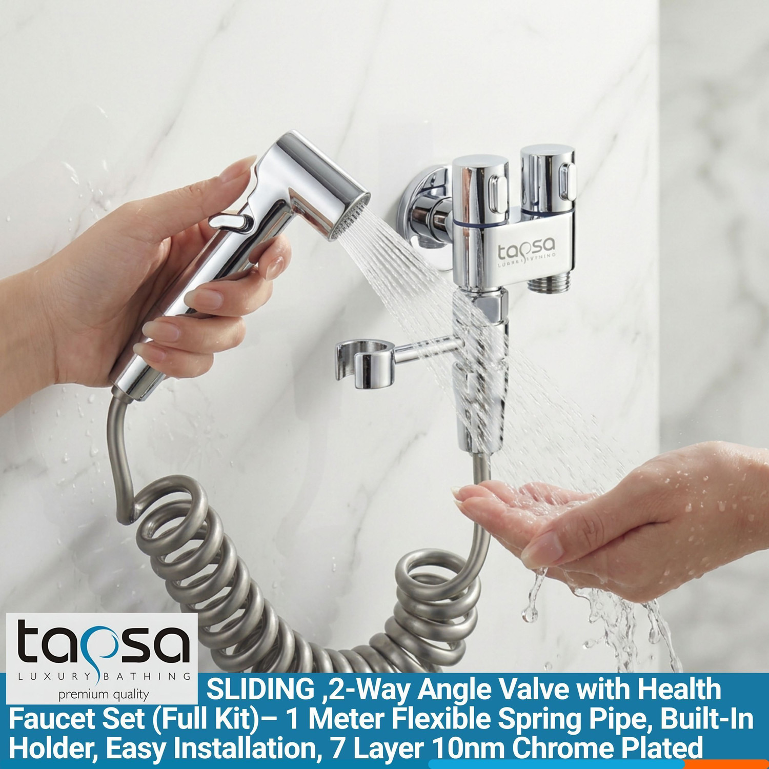 Image of PIXAFLO Compact 2 Way Angle Valve with Wall Flange | Matte Black | Brass | 2-in-1 Two Way Compact 2-Way Angle Cock Faucet (Wall Mount Installation Type)