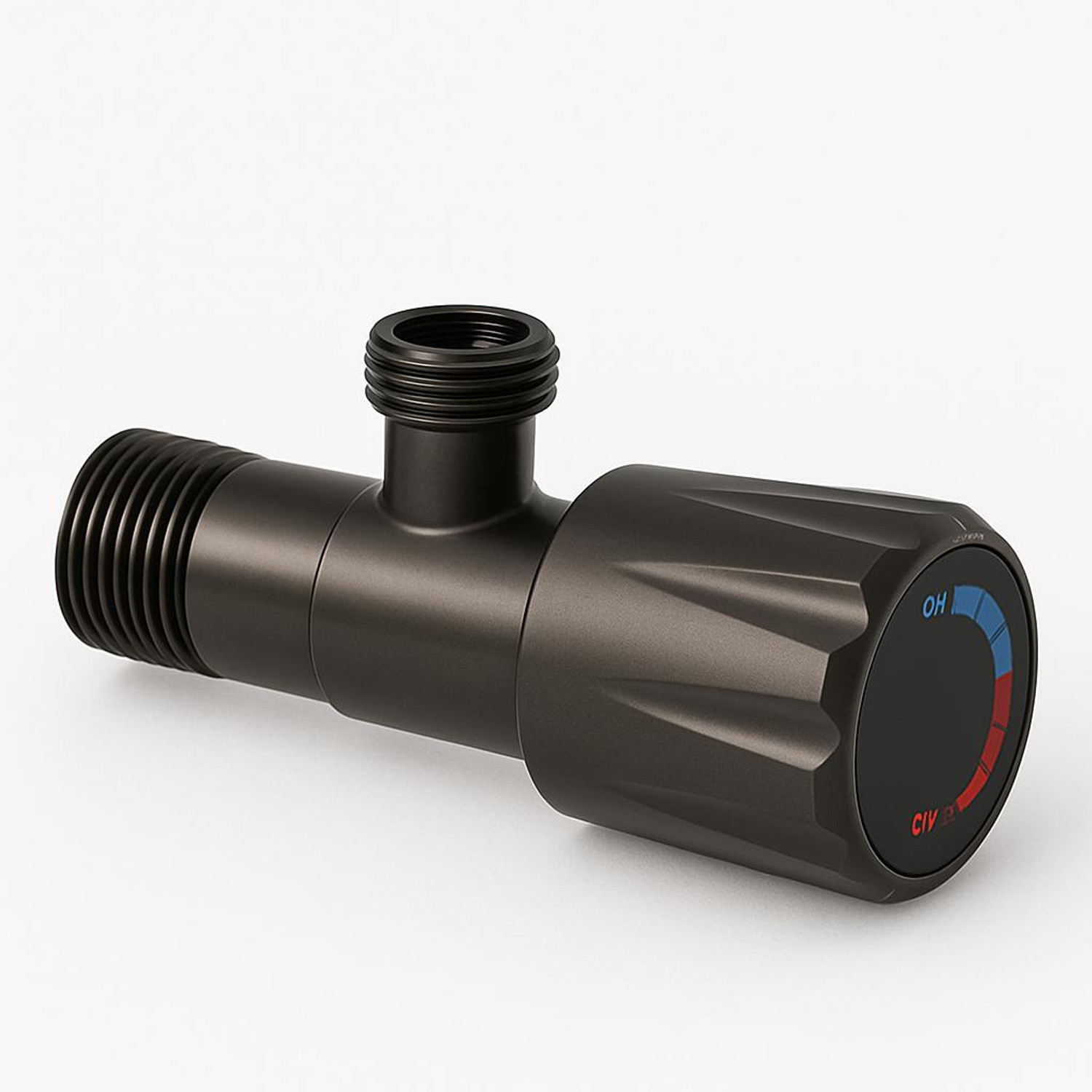 Image of PIXAFLO Compact 2 Way Angle Valve with Wall Flange | Matte Black | Brass | 2-in-1 Two Way Compact 2-Way Angle Cock Faucet (Wall Mount Installation Type)