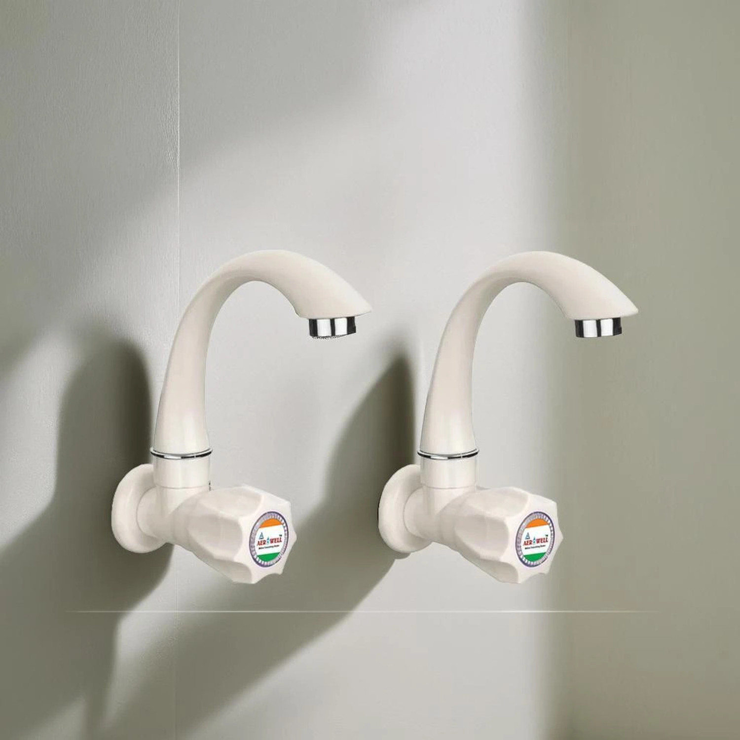 aerowell PVC Tap Kitchen Mixer White Faucet POLO Sink Cock for Bathroo
