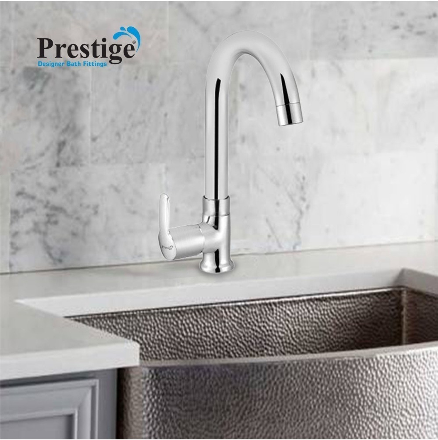 Prestige Q3B Q33407 Swan Neck Pillar Cock Deck Mount Chrome Plated Was