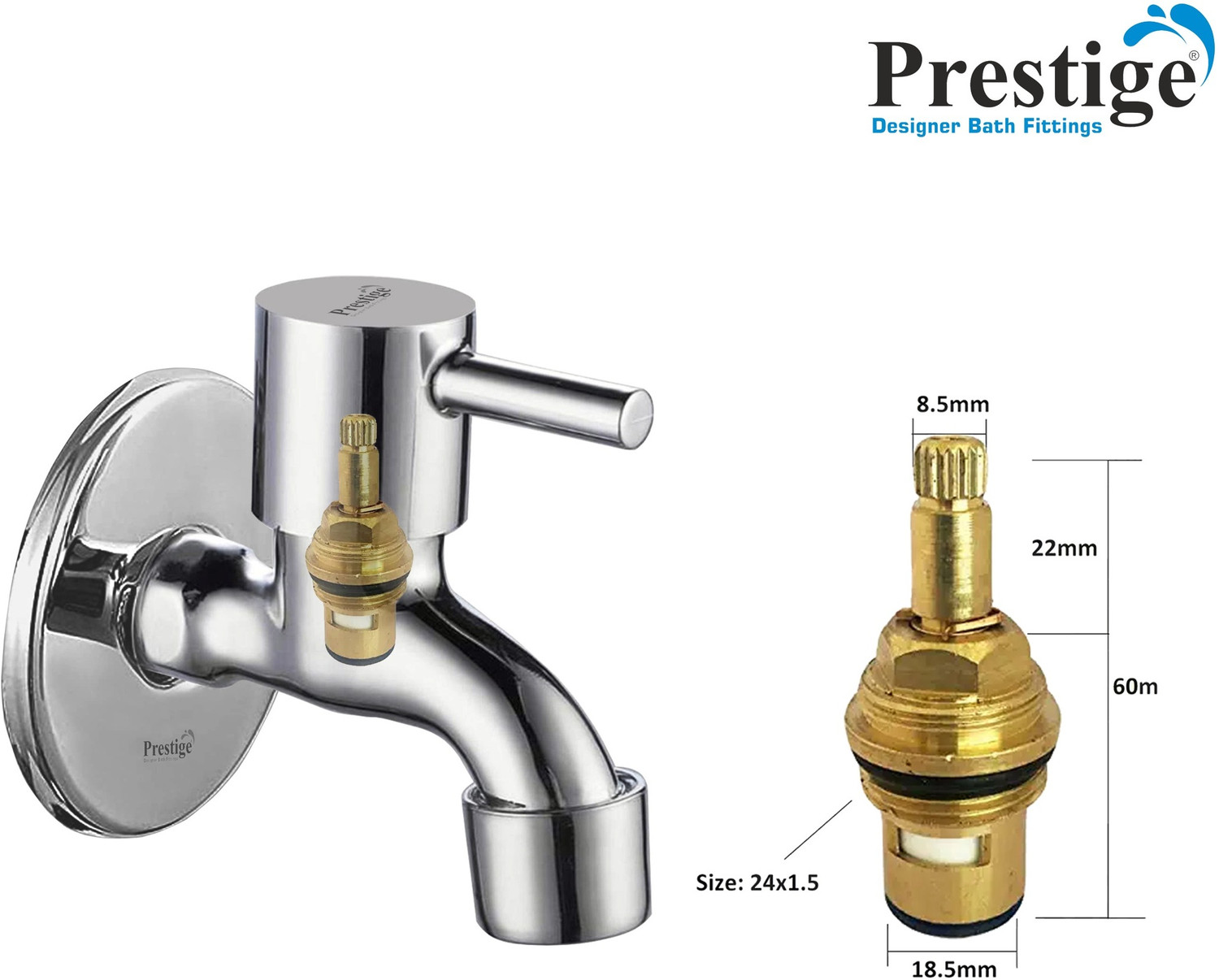 Image of Prestige TURBO BIB COCK WATER TAP,TAP FOR BATHROOM STAINLESS STEEL HAVY DUTY PACK OF 1 Bib Tap Faucet
