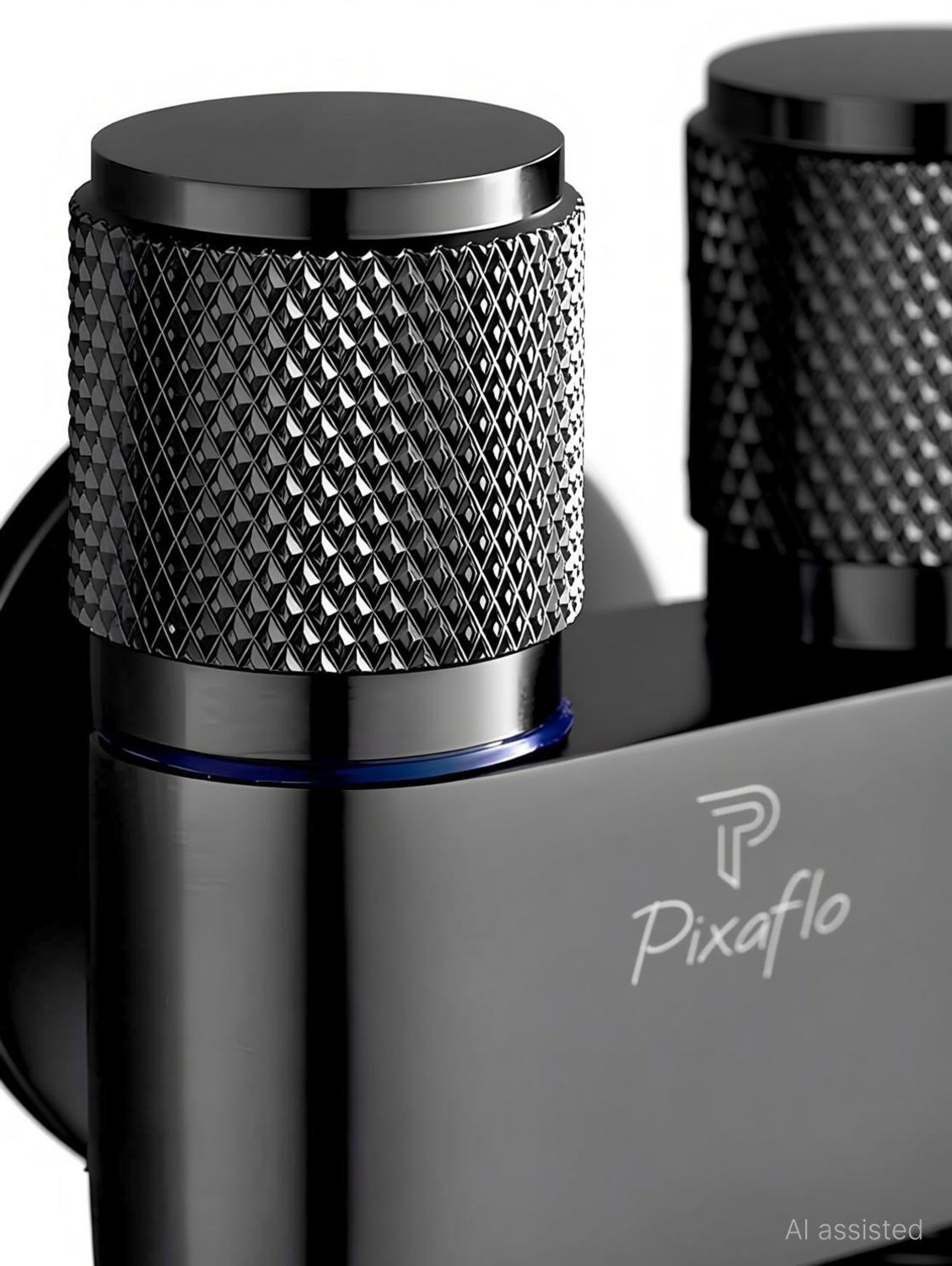 Image of PIXAFLO Compact 2 Way Angle Valve with Wall Flange | Matte Black | Brass | 2-in-1 Two Way Compact 2-Way Angle Cock Faucet (Wall Mount Installation Type)