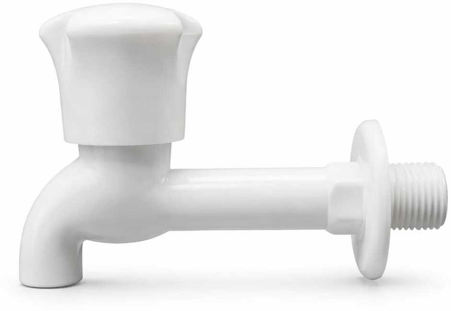 Image of Prayag PTMT T-Handle Bib Cock 15mm Wall Mount - White, Leakproof Rust-Free Tap Faucet Bib Tap Faucet (Wall Mount Installation Type)