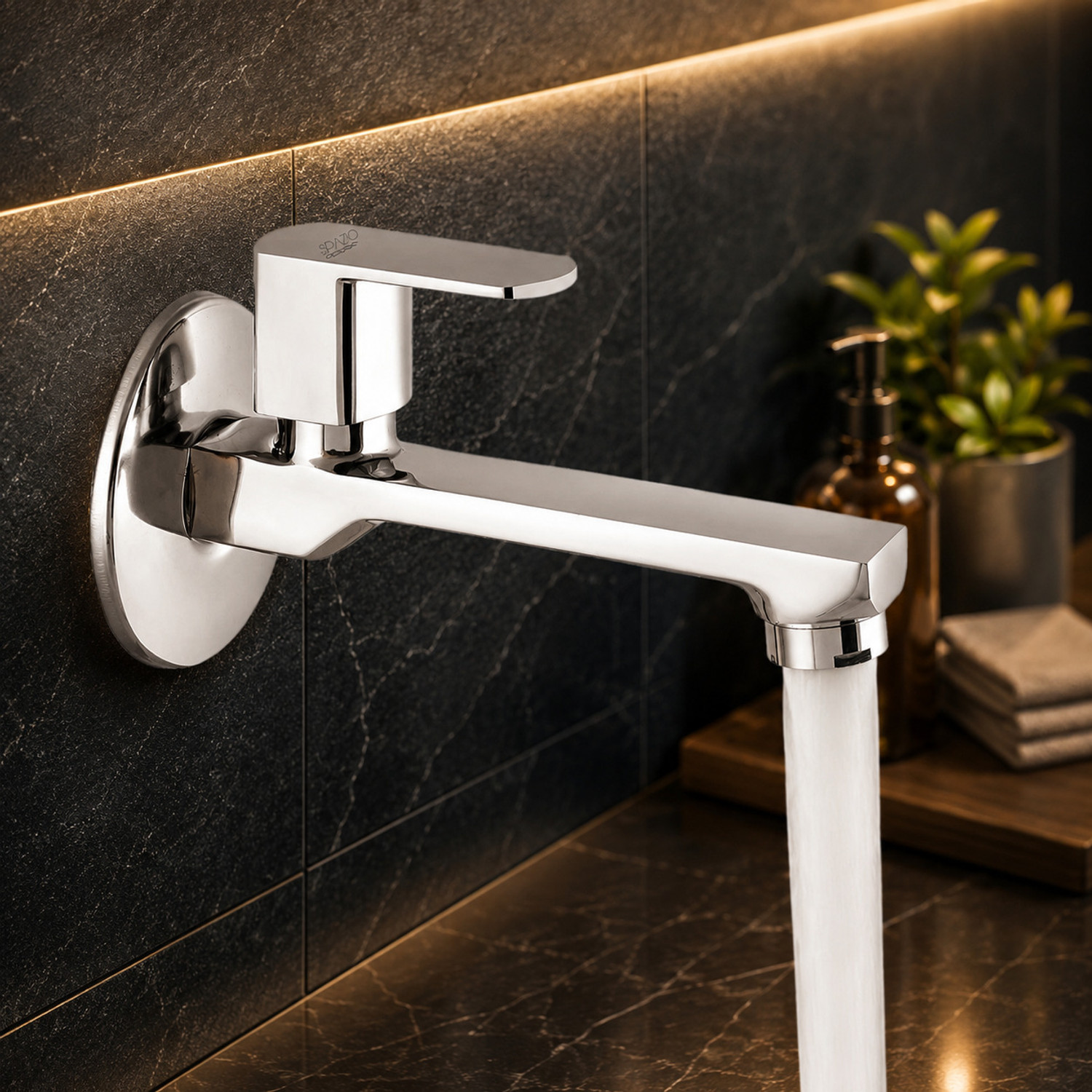 Spazio Kubix Prime Brass Long Body/Long Nose Bib Cock Tap (Pack Of 1) 