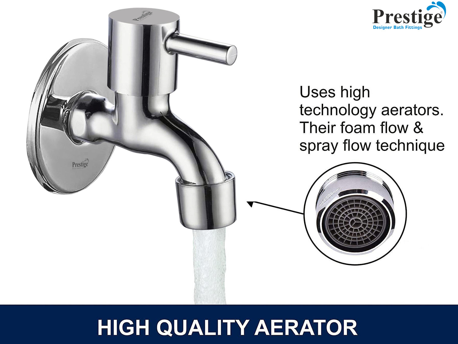 Image of Prestige TURBO BIB COCK WATER TAP,TAP FOR BATHROOM STAINLESS STEEL HAVY DUTY PACK OF 1 Bib Tap Faucet