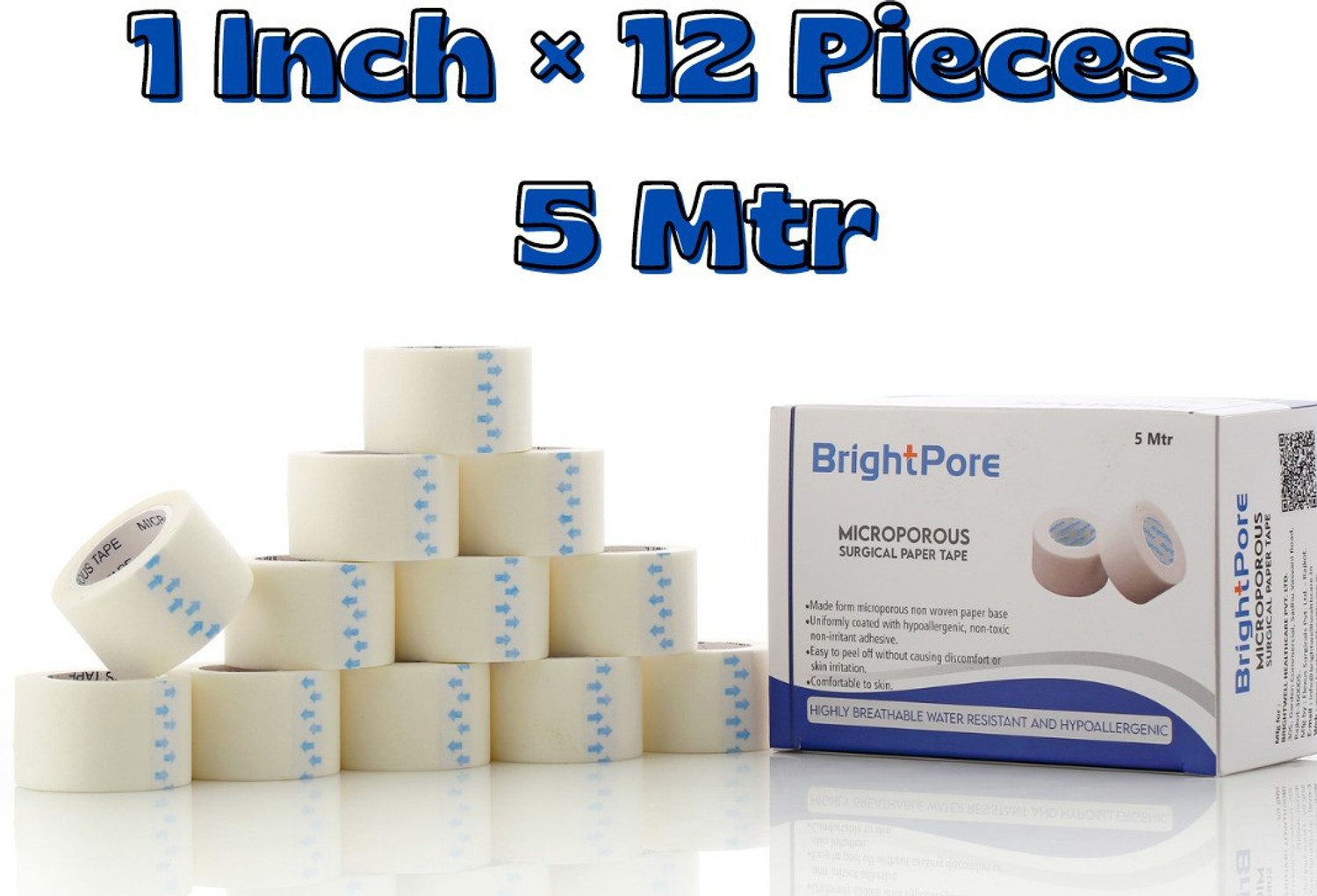 BRIGHTPORE MICROPOROUS SURGICAL PAPERTAPE 1inch 5mtr First Aid Tape