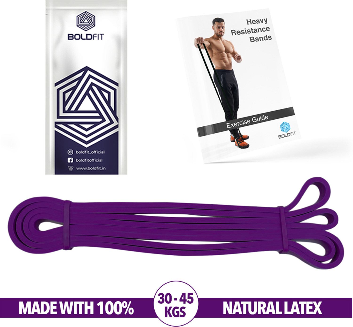 BOLDFIT Heavy Resistance Band For Exercise &amp; Stretching Resistance Tube For Men &amp; Women Resistance Band  (Purple, Pack of 1)