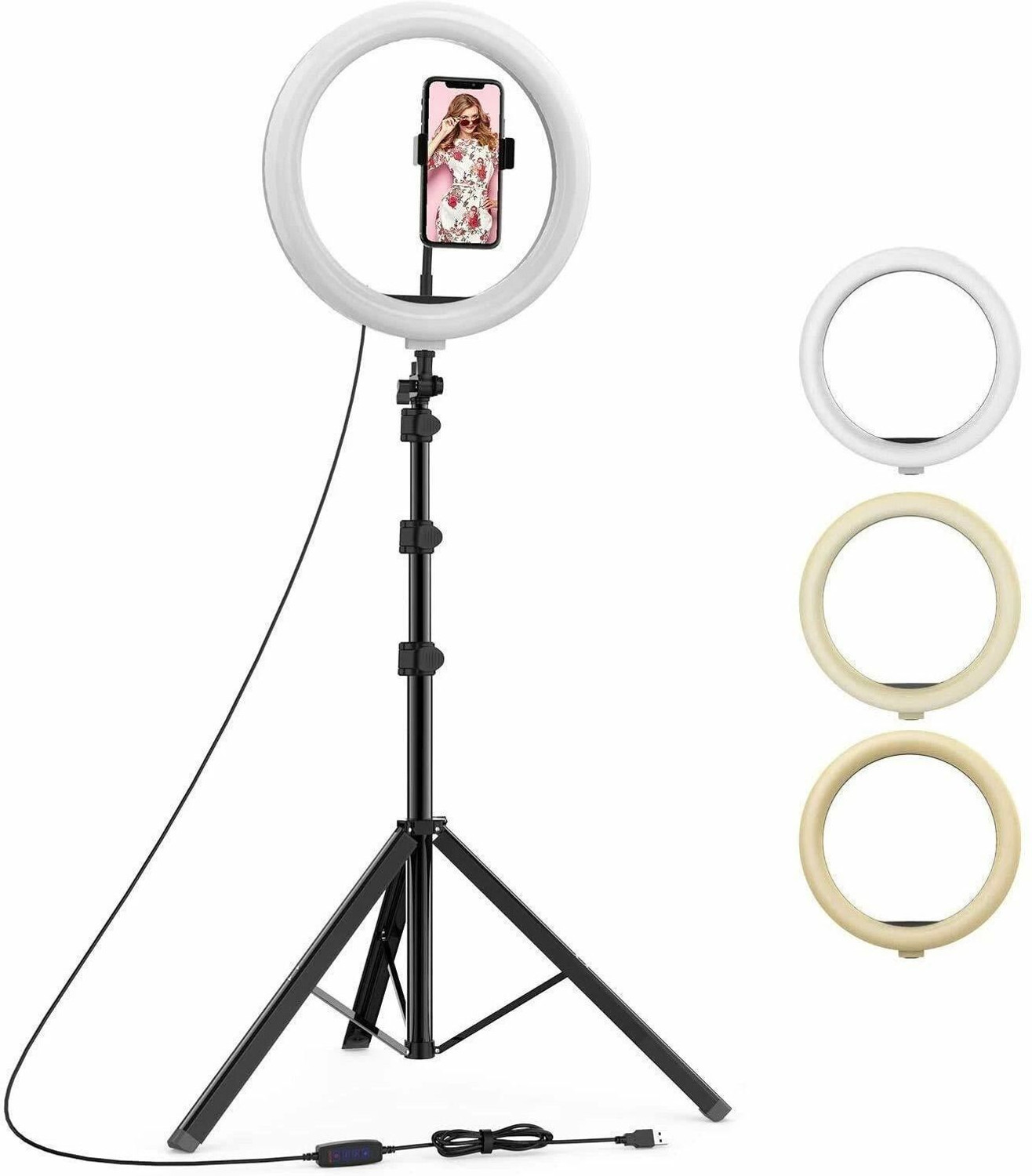Image of AMG Music Photography LED Camera Light Remote Control for Live Stream Video with Tripod Flash (Soft White, White, Warm Light)