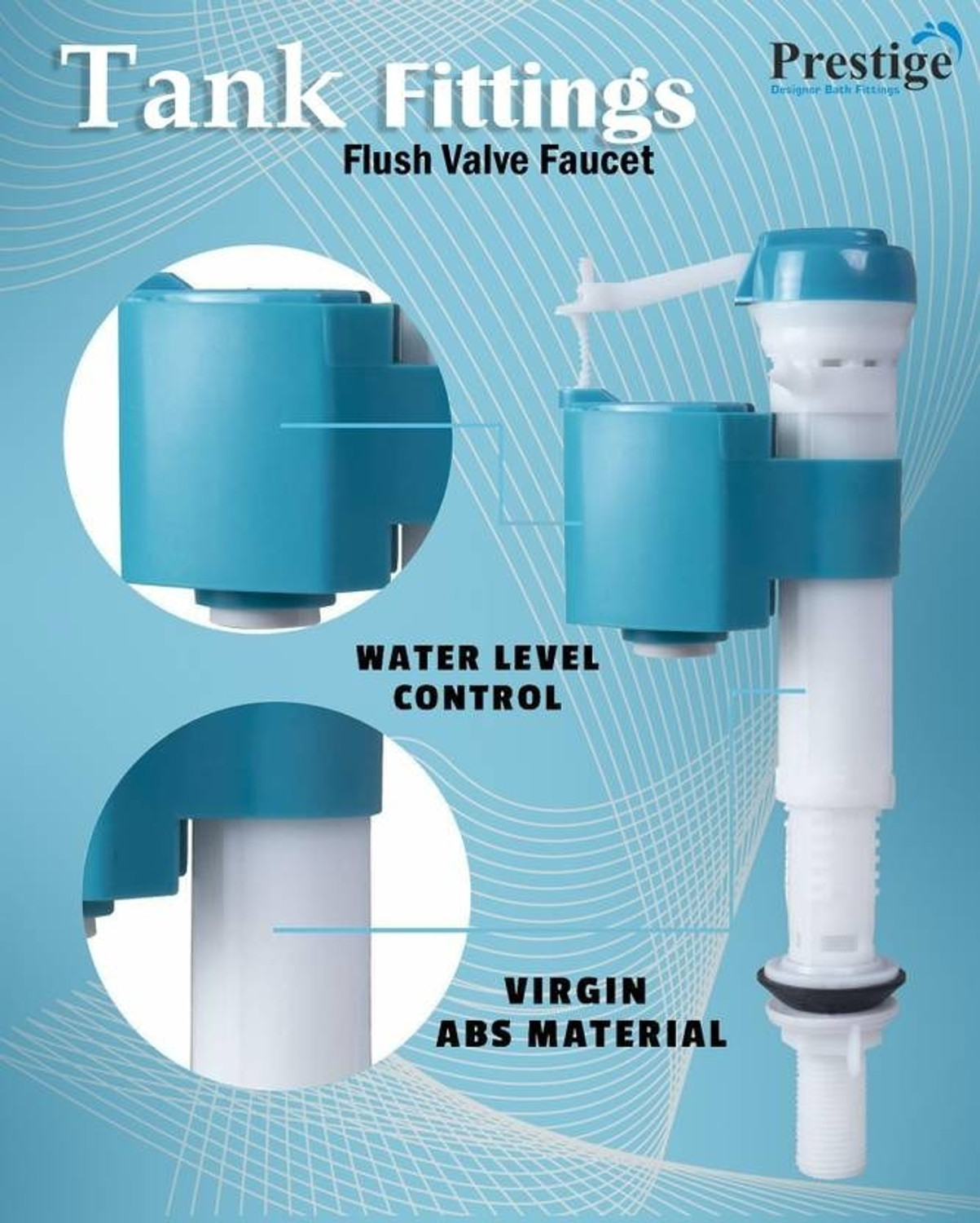 Image of Prestige Adjustable Fill Valve 7 Inch to 10 Inch /Ball Cock /Toilet Water Tank Flush Tank Lever