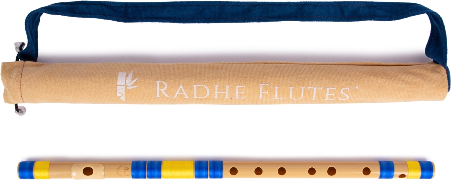 Image of Radhe Flutes C Natural Right Hand With Velvet Cover PVC Black & Yellow PVC Flute (53 cm)