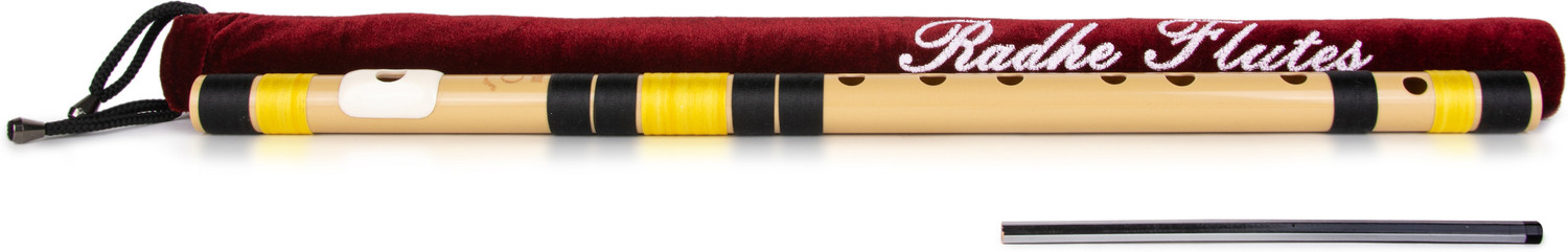 Image of Radhe Flutes C Natural Right Hand With Velvet Cover PVC Black & Yellow PVC Flute (53 cm)