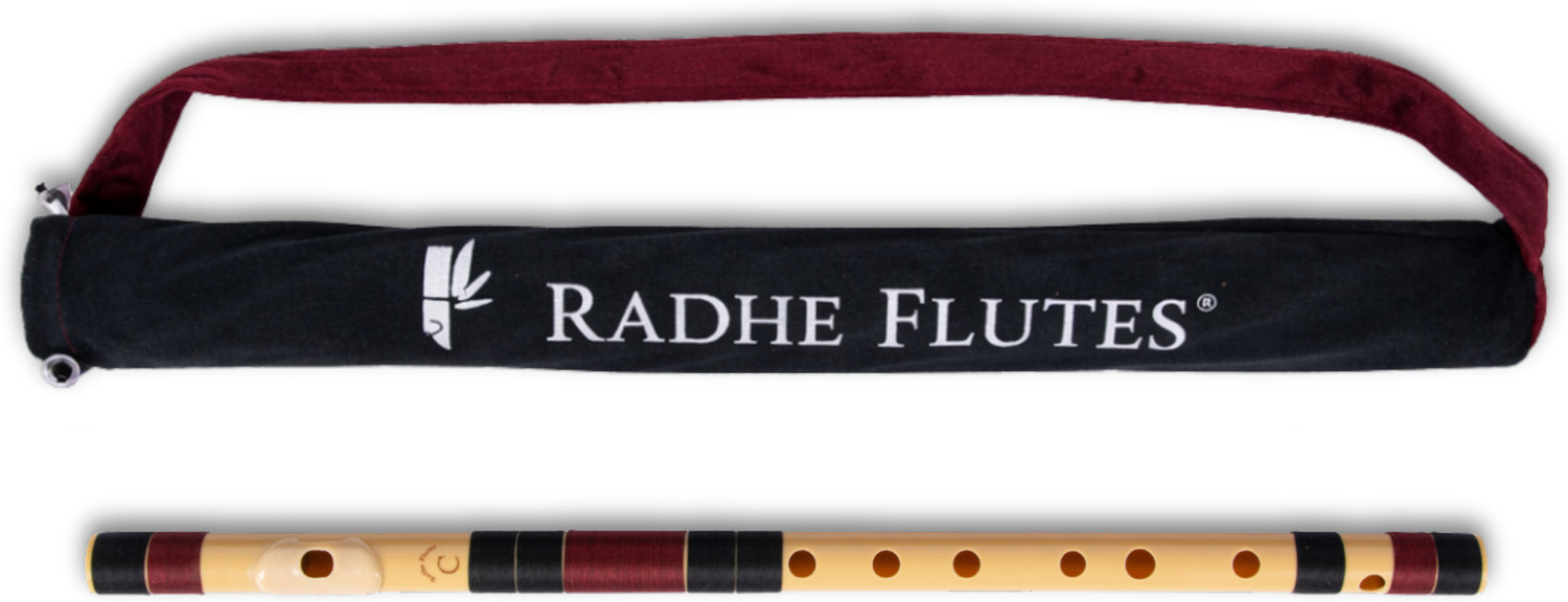 Radhe Flutes C Natural Right Hand With Velvet Cover PVC Black & Maroon PVC Flute