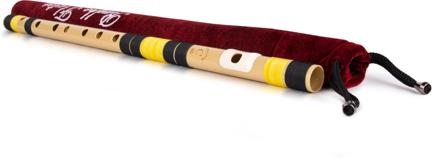 Image of Radhe Flutes C Natural Right Hand With Velvet Cover PVC Black & Yellow PVC Flute (53 cm)