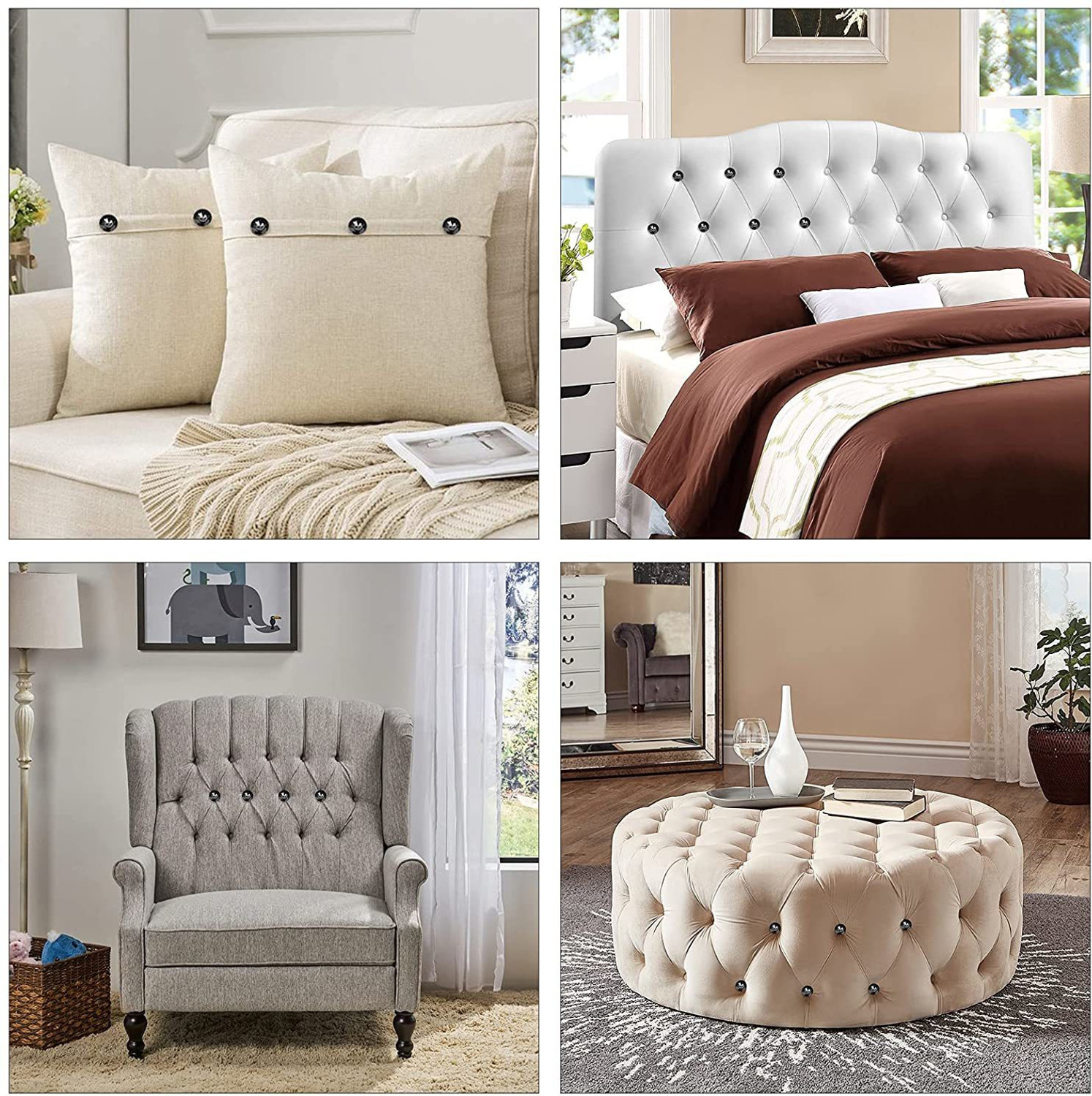 Image of uniquella 25 Piece 20 mm Clear Sofa Cushioning Crystal Buttons Sofa Frame