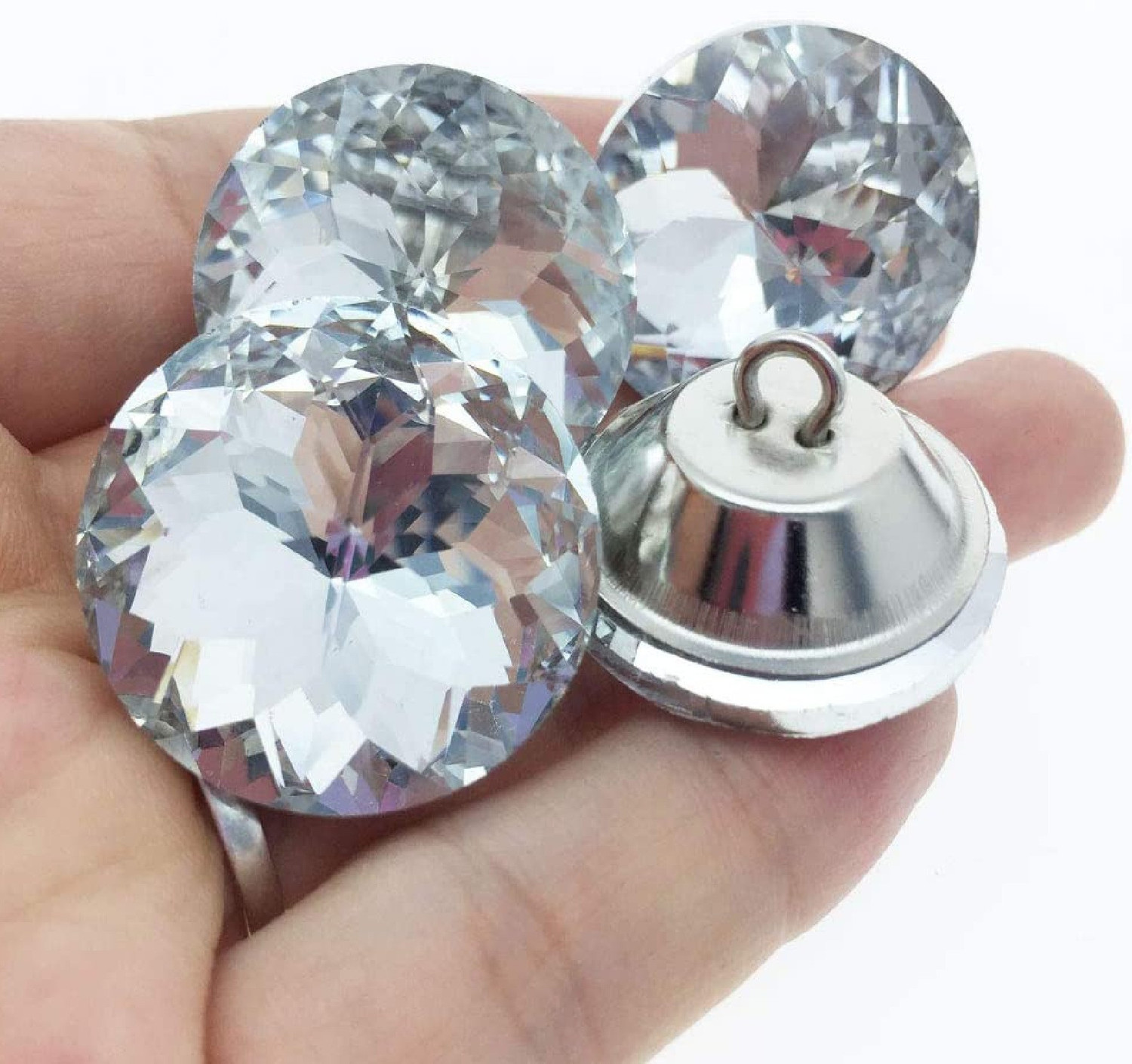 Image of uniquella 25 Piece 20 mm Clear Sofa Cushioning Crystal Buttons Sofa Frame