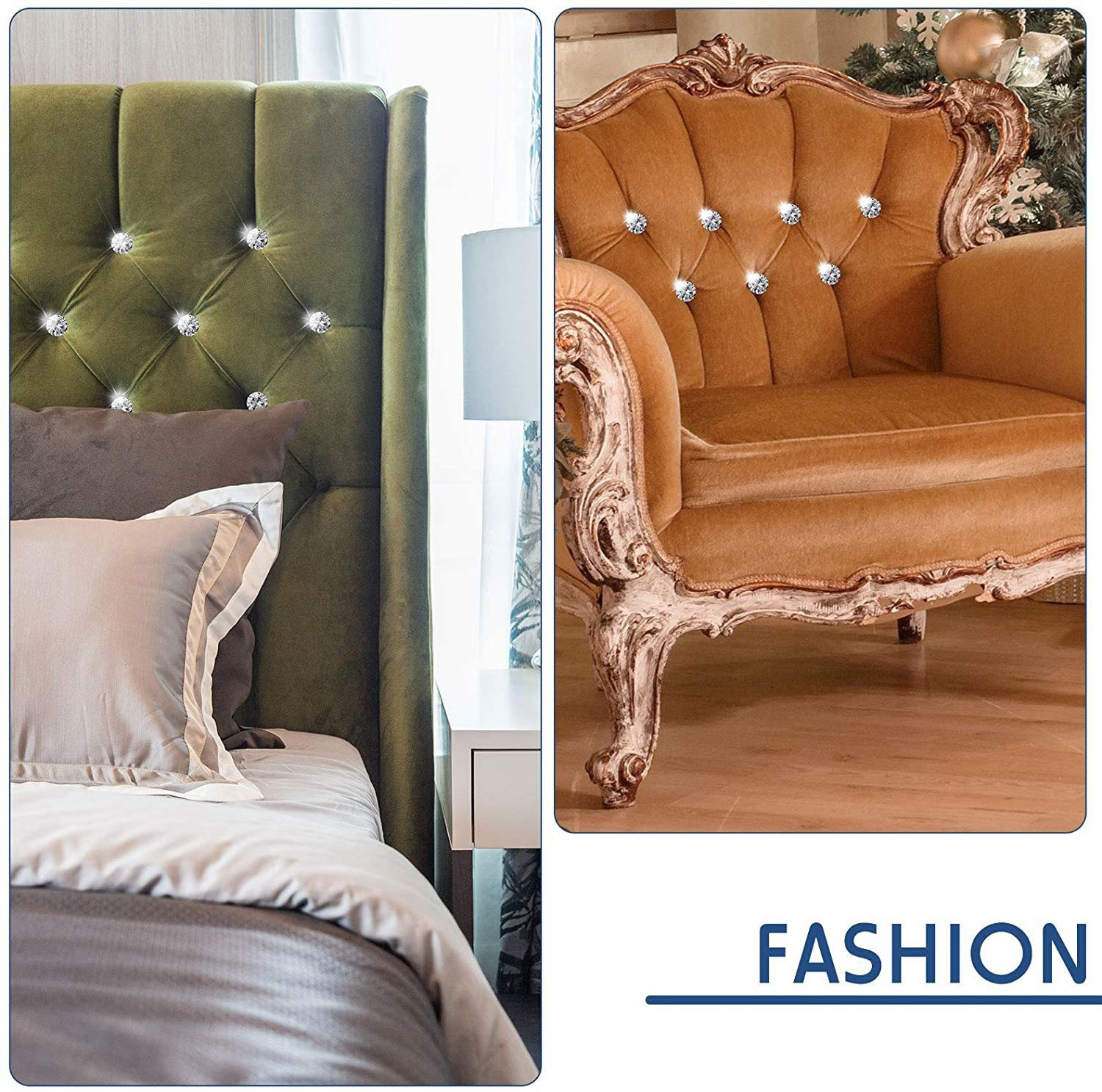 Image of uniquella 25 Piece 20 mm Clear Sofa Cushioning Crystal Buttons Sofa Frame